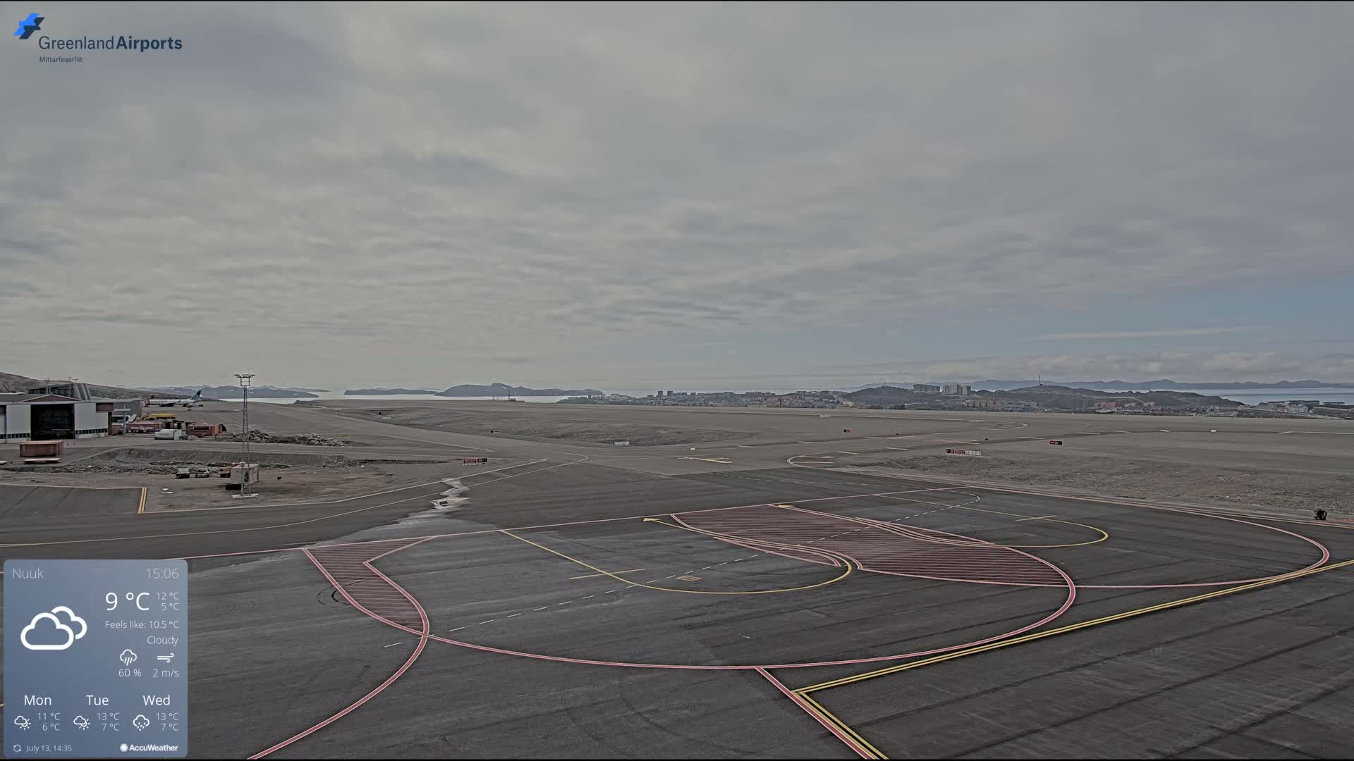 Nuuk City  &  Nuuk Airport South Towards View Live Cam GOH / BGGH - Nuuk, Sermersooq, Greenland, Denmark