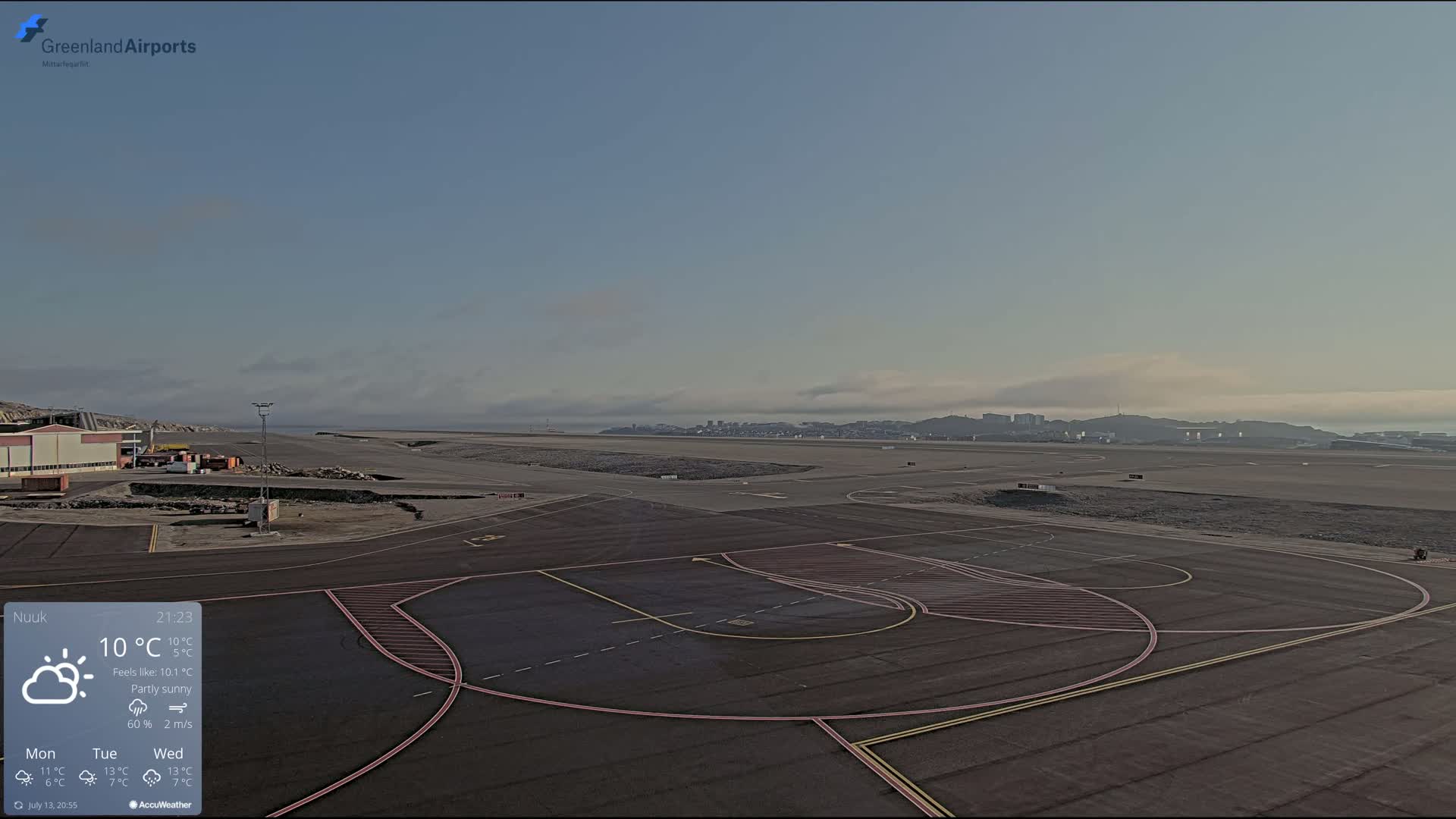 Nuuk City  &  Nuuk Airport South Towards View Live Cam GOH / BGGH - Nuuk, Sermersooq, Greenland, Denmark