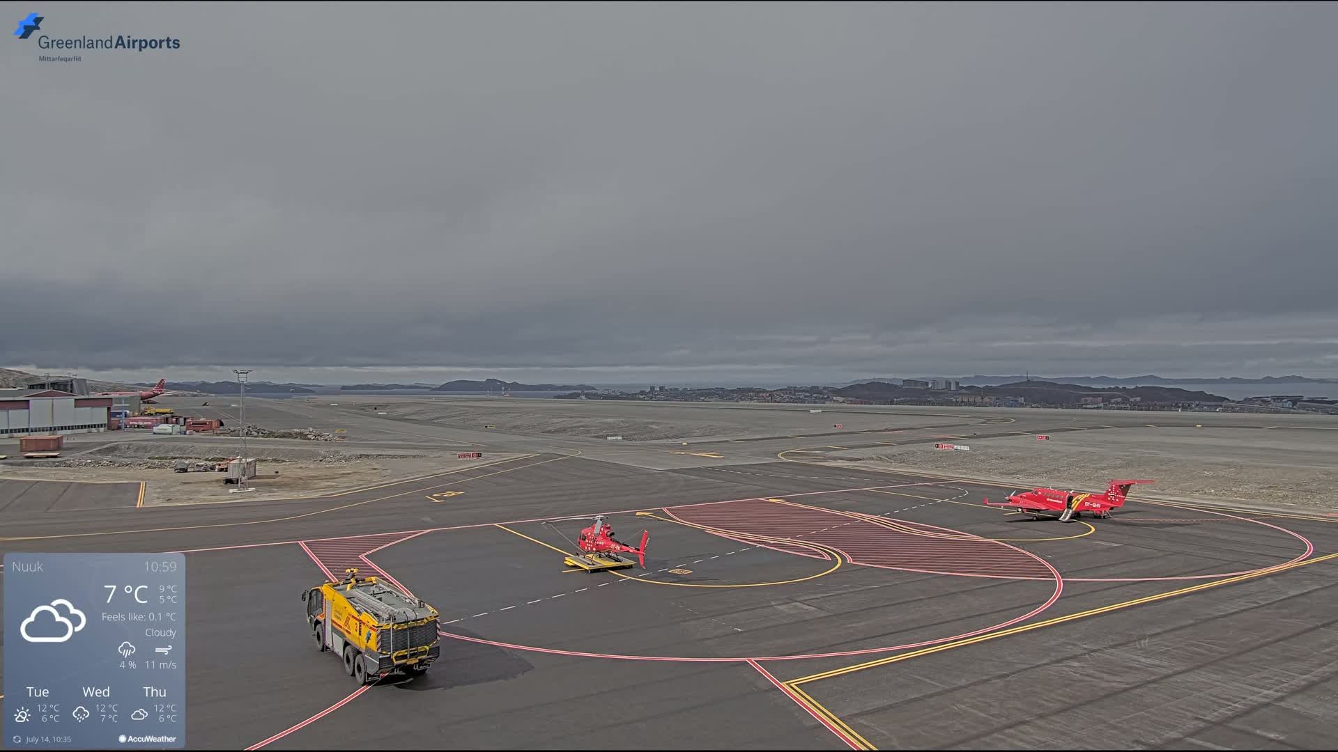 Nuuk City  &  Nuuk Airport South Towards View Live Cam GOH / BGGH - Nuuk, Sermersooq, Greenland, Denmark