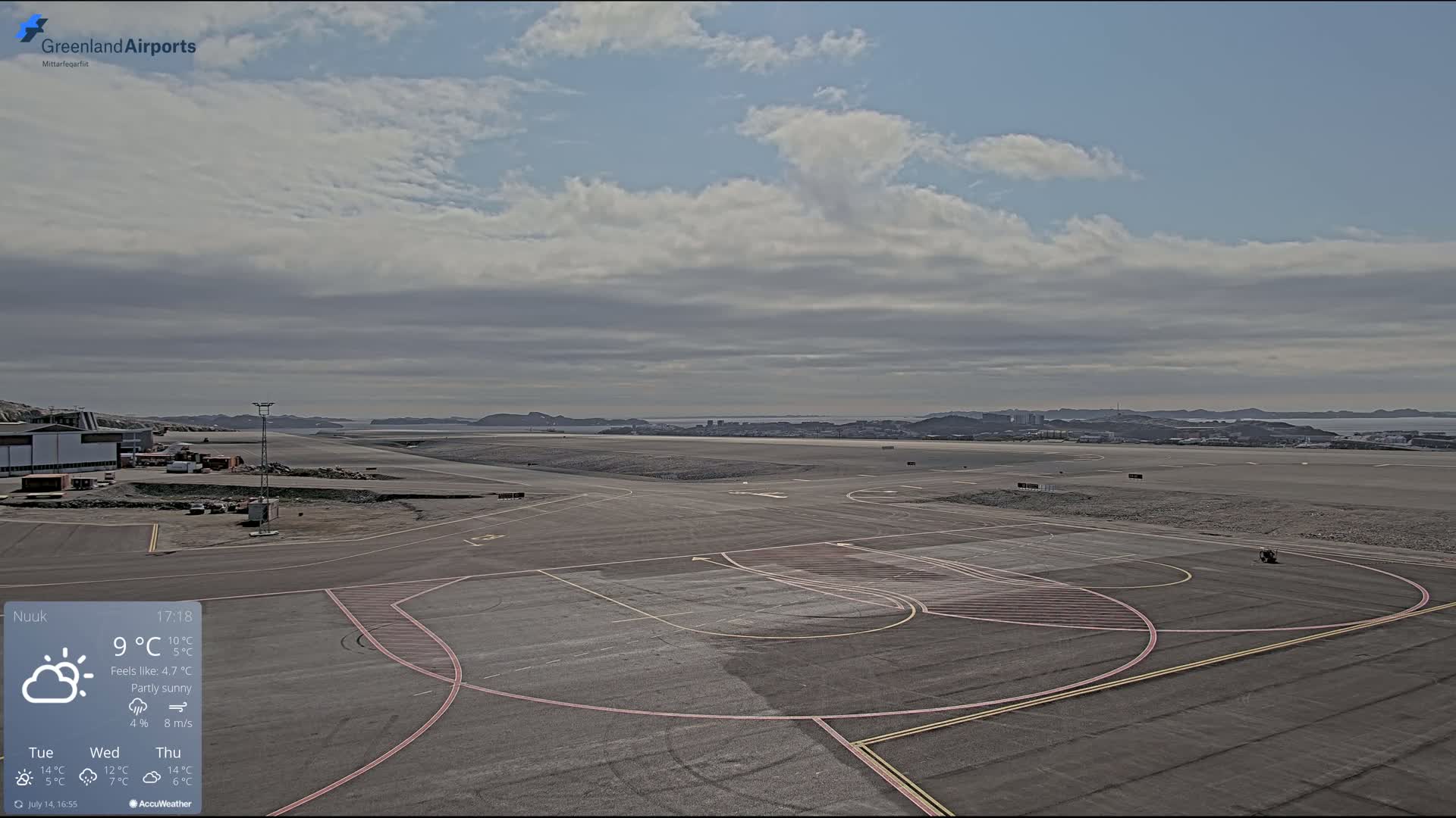 Nuuk City  &  Nuuk Airport South Towards View Live Cam GOH / BGGH - Nuuk, Sermersooq, Greenland, Denmark