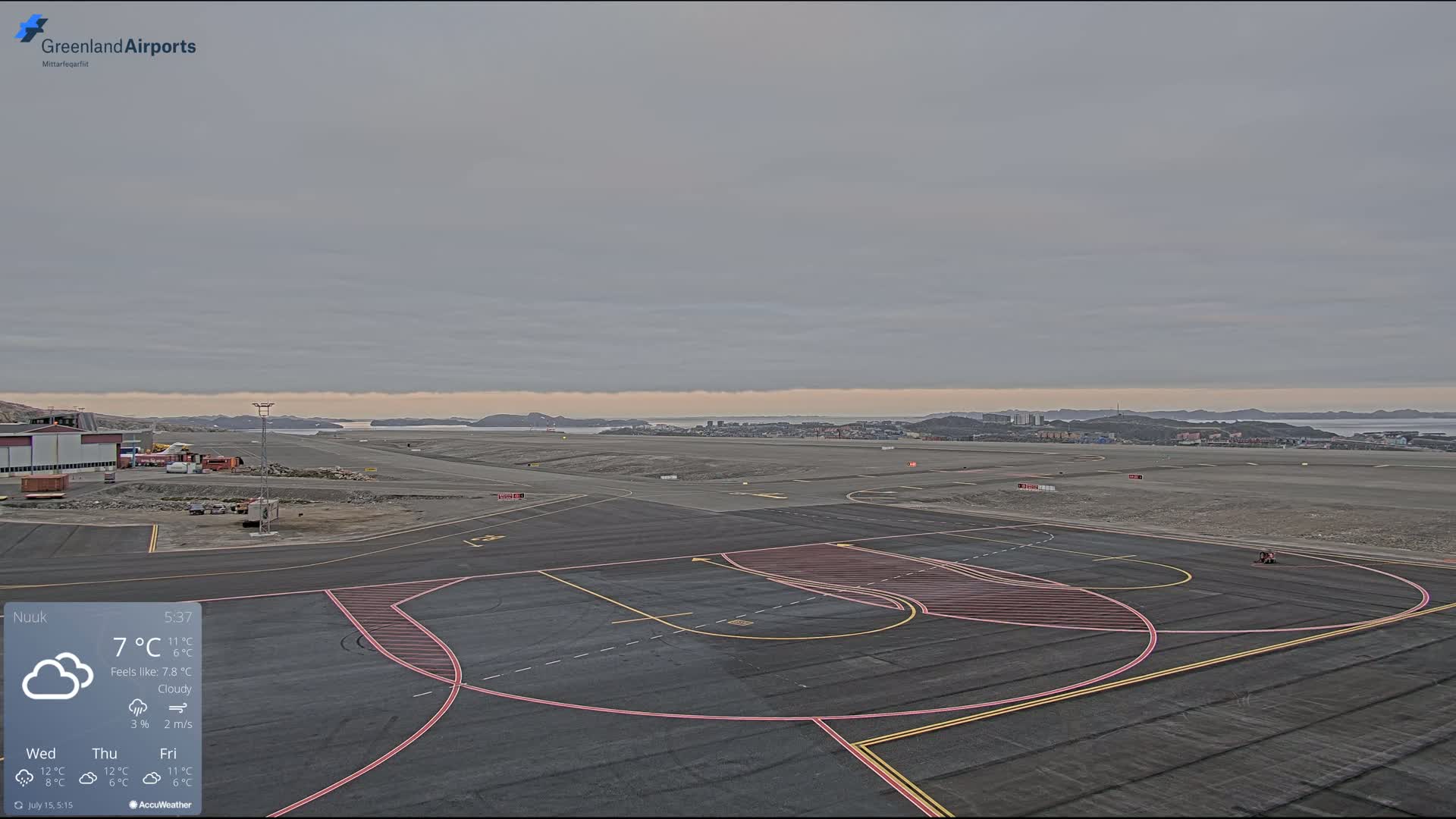 Nuuk City  &  Nuuk Airport South Towards View Live Cam GOH / BGGH - Nuuk, Sermersooq, Greenland, Denmark
