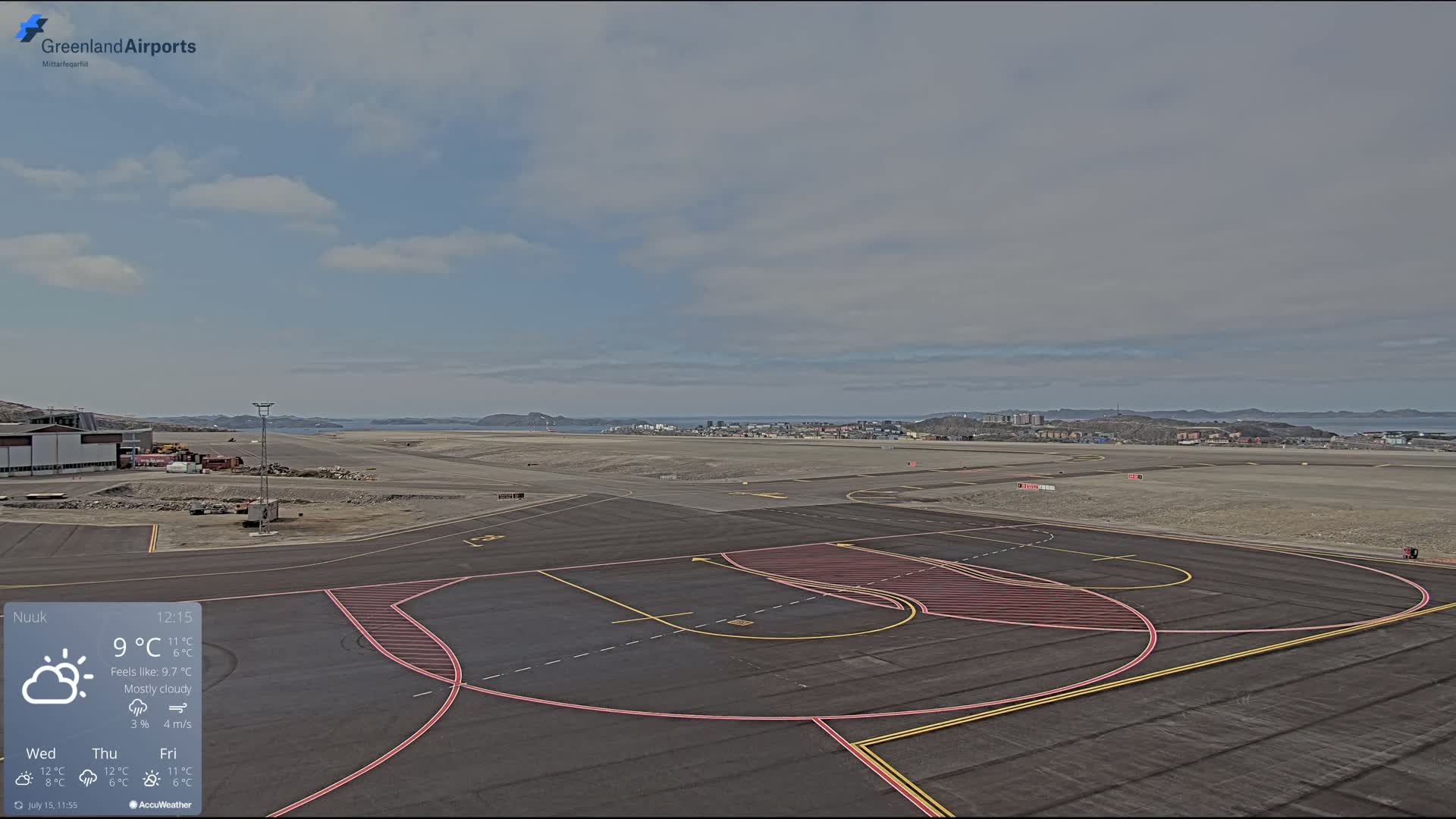 Nuuk City  &  Nuuk Airport South Towards View Live Cam GOH / BGGH - Nuuk, Sermersooq, Greenland, Denmark