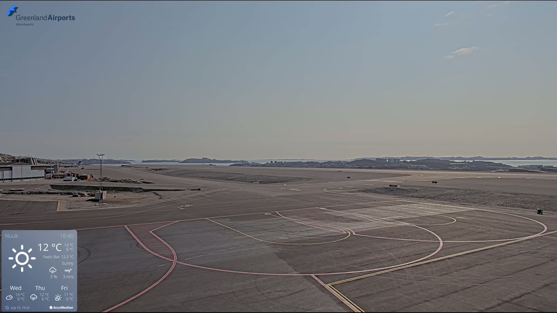 Nuuk City  &  Nuuk Airport South Towards View Live Cam GOH / BGGH - Nuuk, Sermersooq, Greenland, Denmark