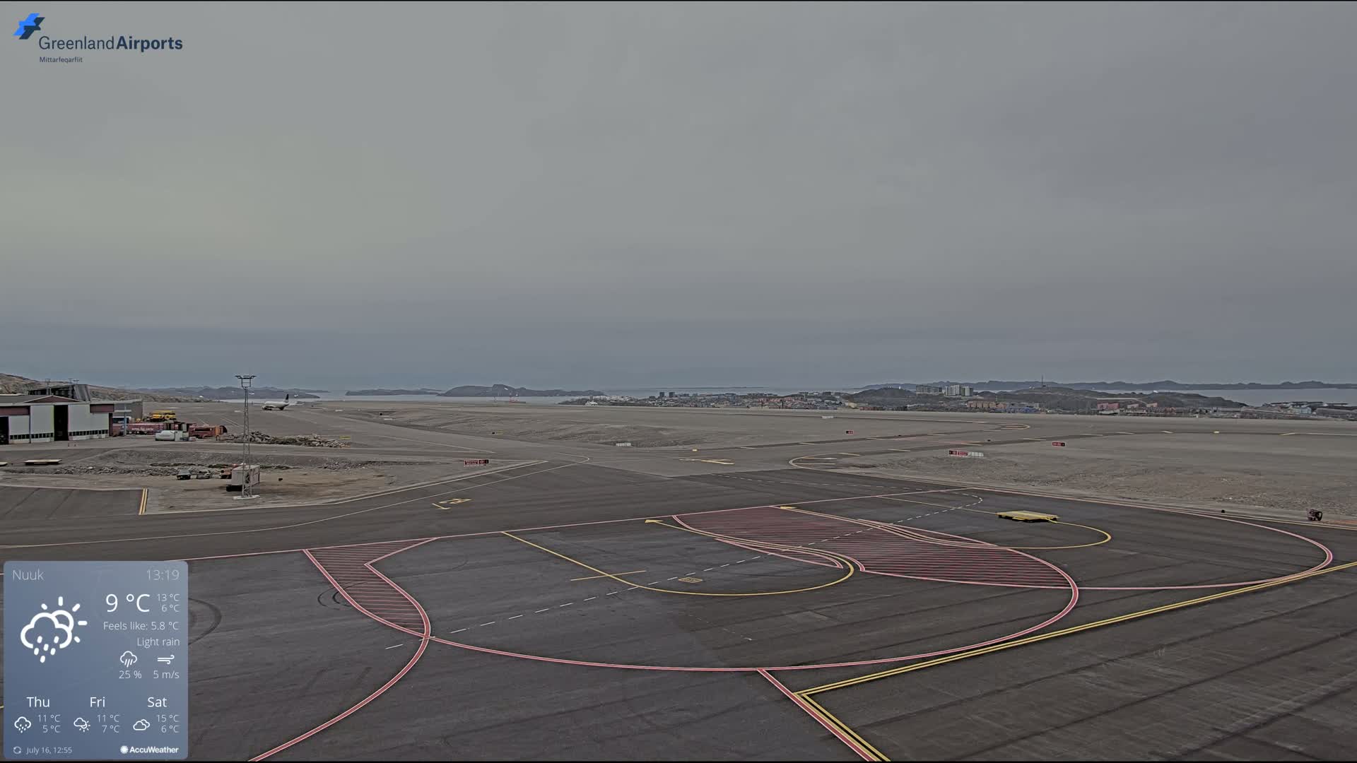 Nuuk City  &  Nuuk Airport South Towards View Live Cam GOH / BGGH - Nuuk, Sermersooq, Greenland, Denmark