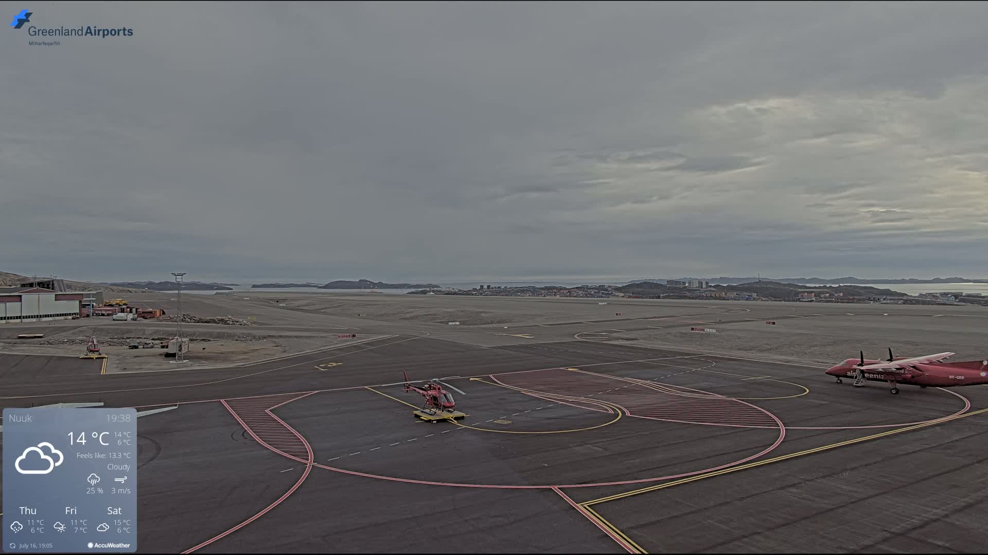 Nuuk City  &  Nuuk Airport South Towards View Live Cam GOH / BGGH - Nuuk, Sermersooq, Greenland, Denmark