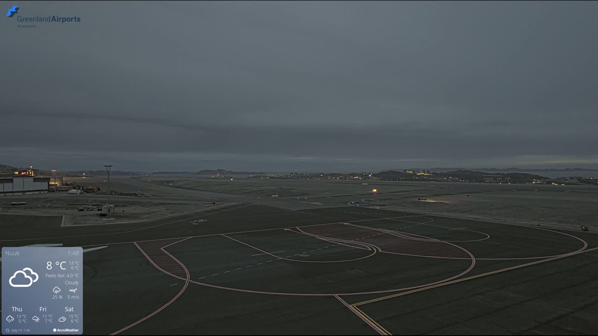 Nuuk City  &  Nuuk Airport South Towards View Live Cam GOH / BGGH - Nuuk, Sermersooq, Greenland, Denmark