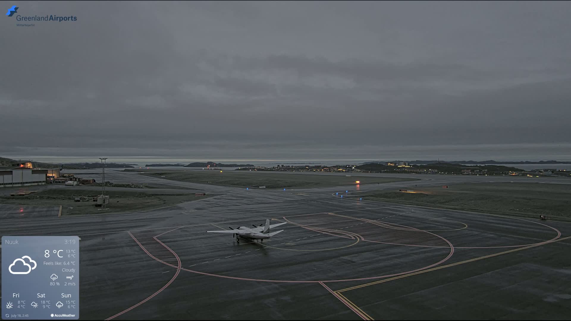 Nuuk City  &  Nuuk Airport South Towards View Live Cam GOH / BGGH - Nuuk, Sermersooq, Greenland, Denmark