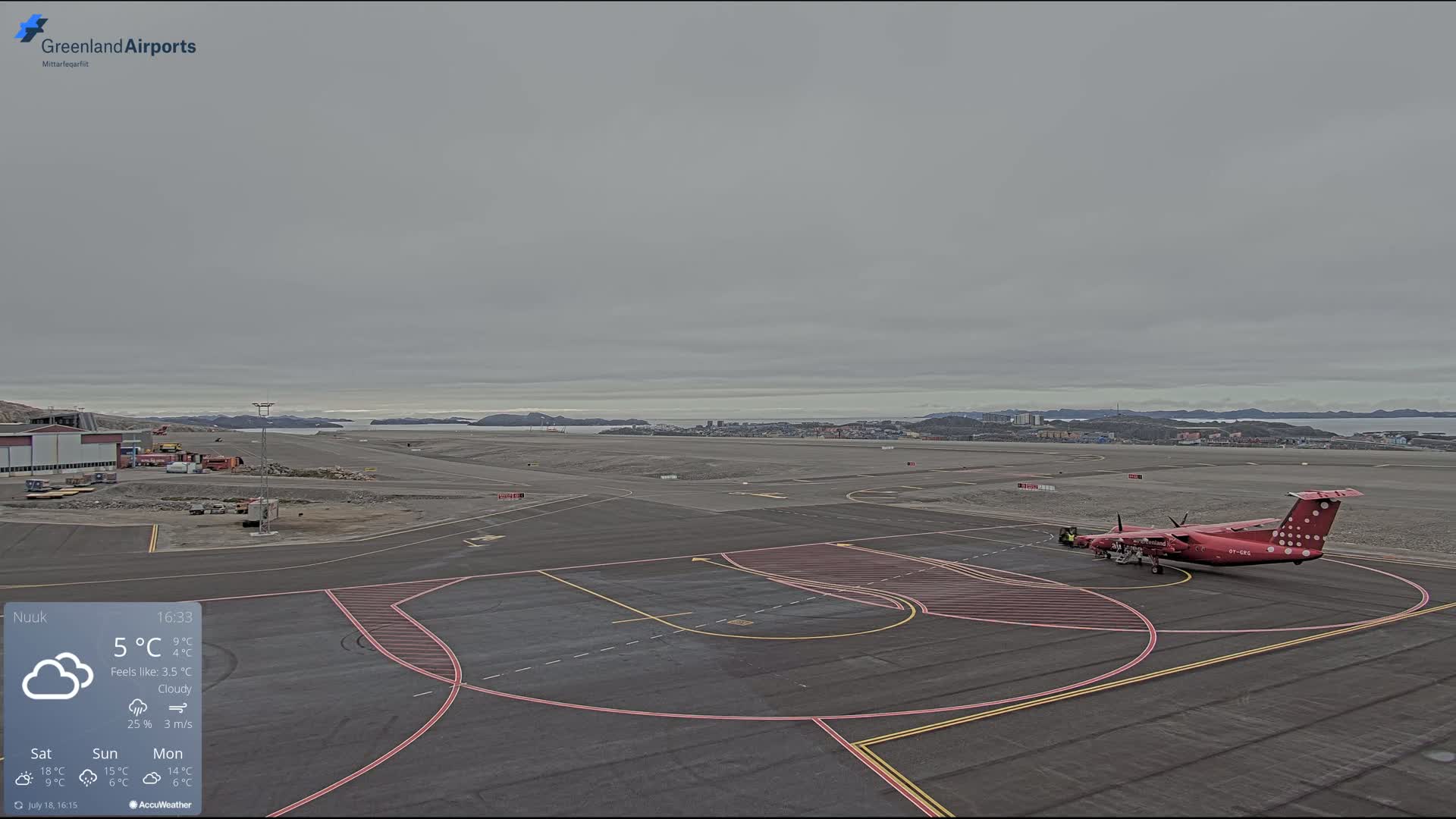 Nuuk City  &  Nuuk Airport South Towards View Live Cam GOH / BGGH - Nuuk, Sermersooq, Greenland, Denmark