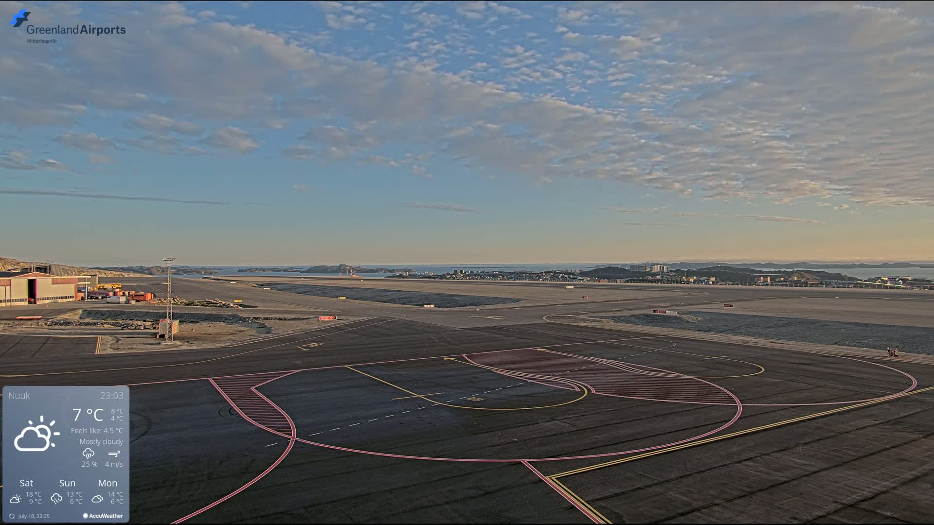 Nuuk City  &  Nuuk Airport South Towards View Live Cam GOH / BGGH - Nuuk, Sermersooq, Greenland, Denmark