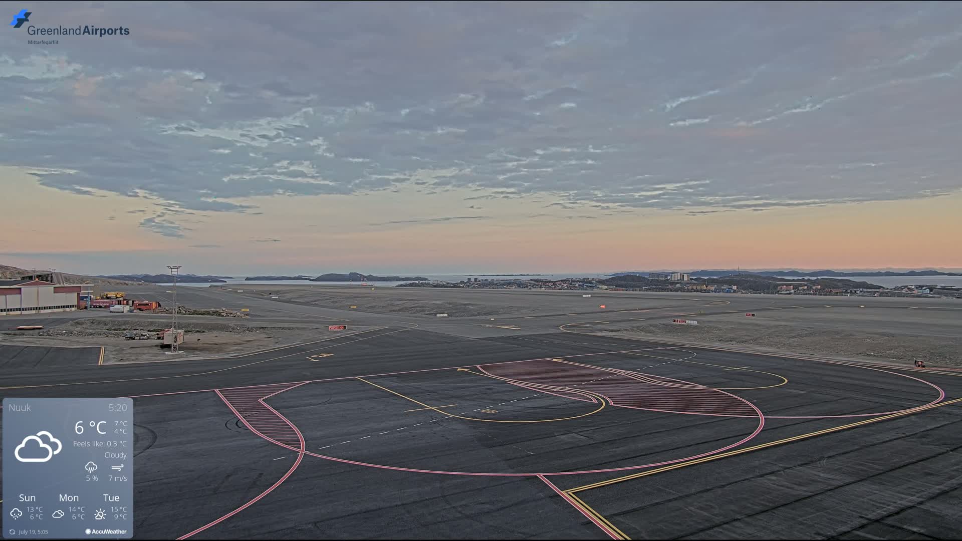 Nuuk City  &  Nuuk Airport South Towards View Live Cam GOH / BGGH - Nuuk, Sermersooq, Greenland, Denmark