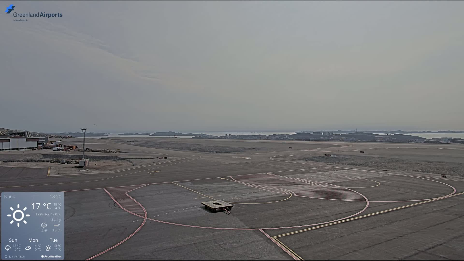 Nuuk City  &  Nuuk Airport South Towards View Live Cam GOH / BGGH - Nuuk, Sermersooq, Greenland, Denmark