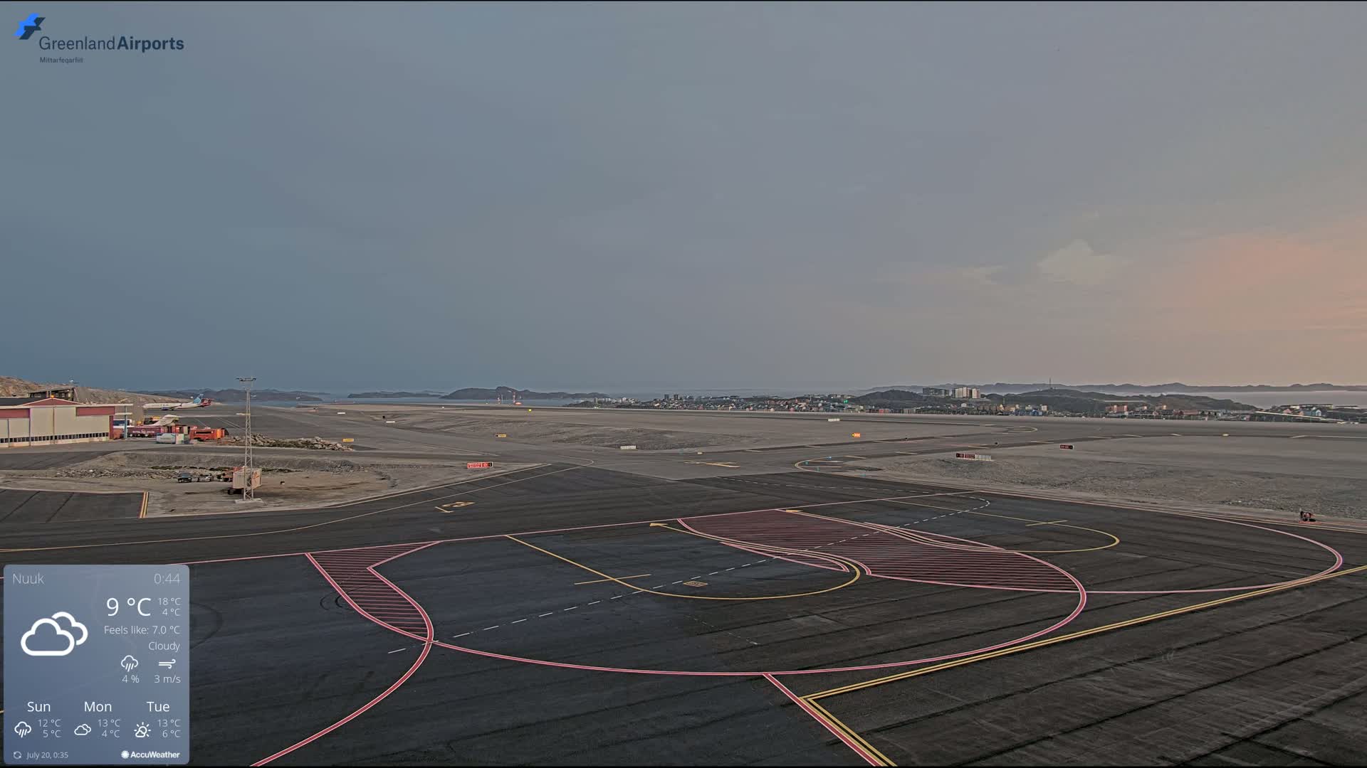 Nuuk City  &  Nuuk Airport South Towards View Live Cam GOH / BGGH - Nuuk, Sermersooq, Greenland, Denmark