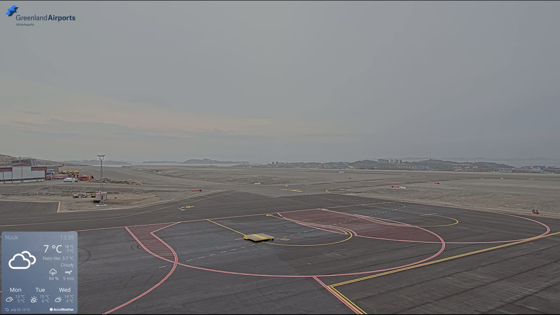 Nuuk City  &  Nuuk Airport South Towards View Live Cam GOH / BGGH - Nuuk, Sermersooq, Greenland, Denmark