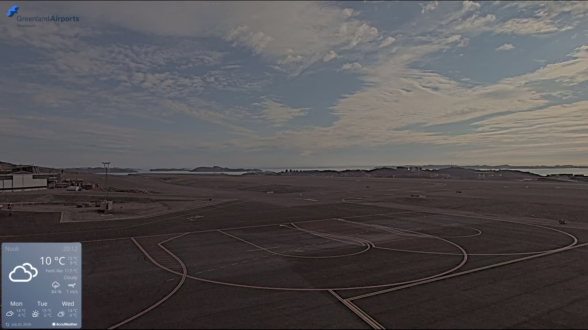 Nuuk City  &  Nuuk Airport South Towards View Live Cam GOH / BGGH - Nuuk, Sermersooq, Greenland, Denmark