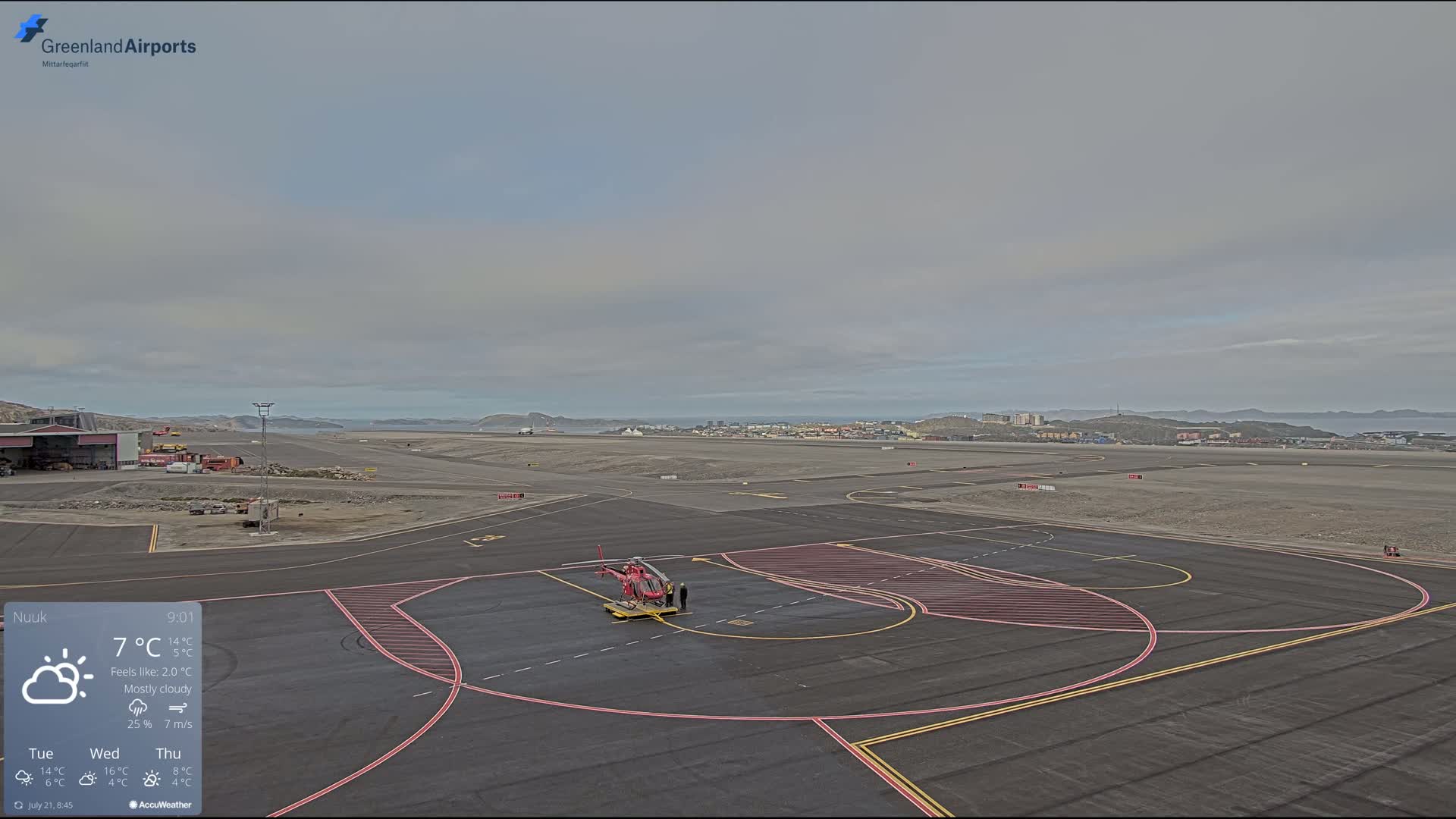 Nuuk City  &  Nuuk Airport South Towards View Live Cam GOH / BGGH - Nuuk, Sermersooq, Greenland, Denmark