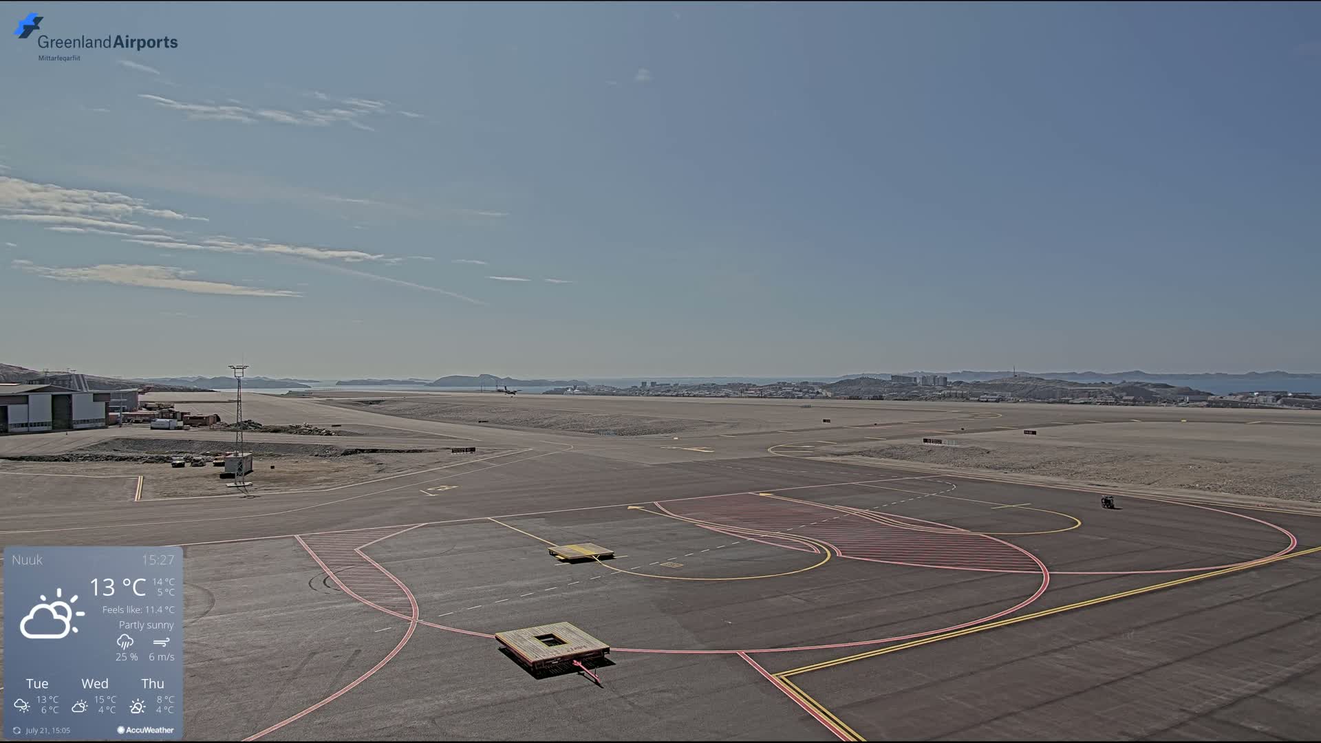 Nuuk City  &  Nuuk Airport South Towards View Live Cam GOH / BGGH - Nuuk, Sermersooq, Greenland, Denmark