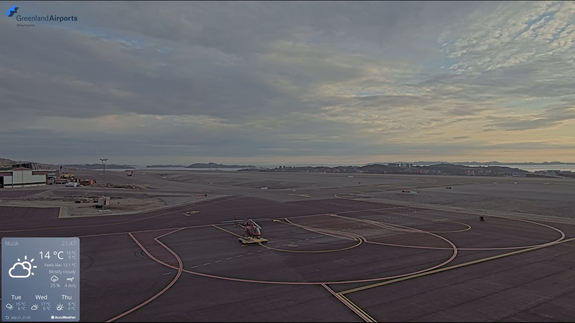 Nuuk City  &  Nuuk Airport South Towards View Live Cam GOH / BGGH - Nuuk, Sermersooq, Greenland, Denmark
