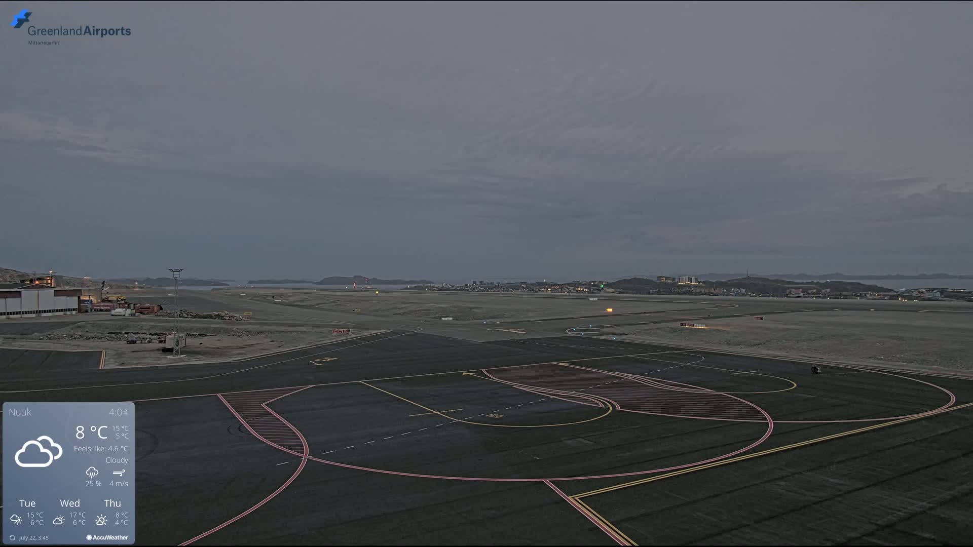 Nuuk City  &  Nuuk Airport South Towards View Live Cam GOH / BGGH - Nuuk, Sermersooq, Greenland, Denmark