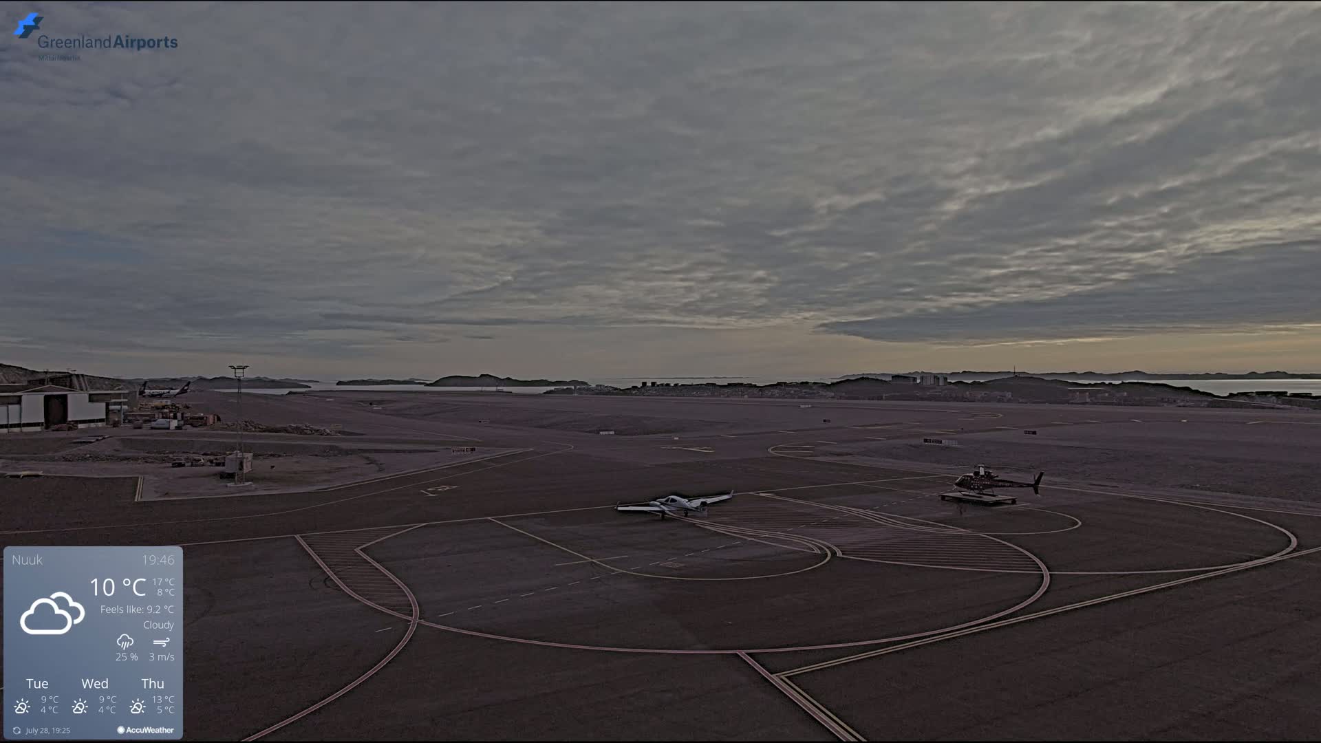 Nuuk City  &  Nuuk Airport South Towards View Live Cam GOH / BGGH - Nuuk, Sermersooq, Greenland, Denmark