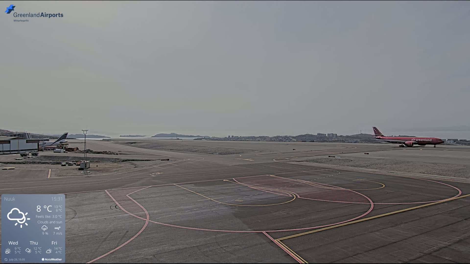 Nuuk City  &  Nuuk Airport South Towards View Live Cam GOH / BGGH - Nuuk, Sermersooq, Greenland, Denmark
