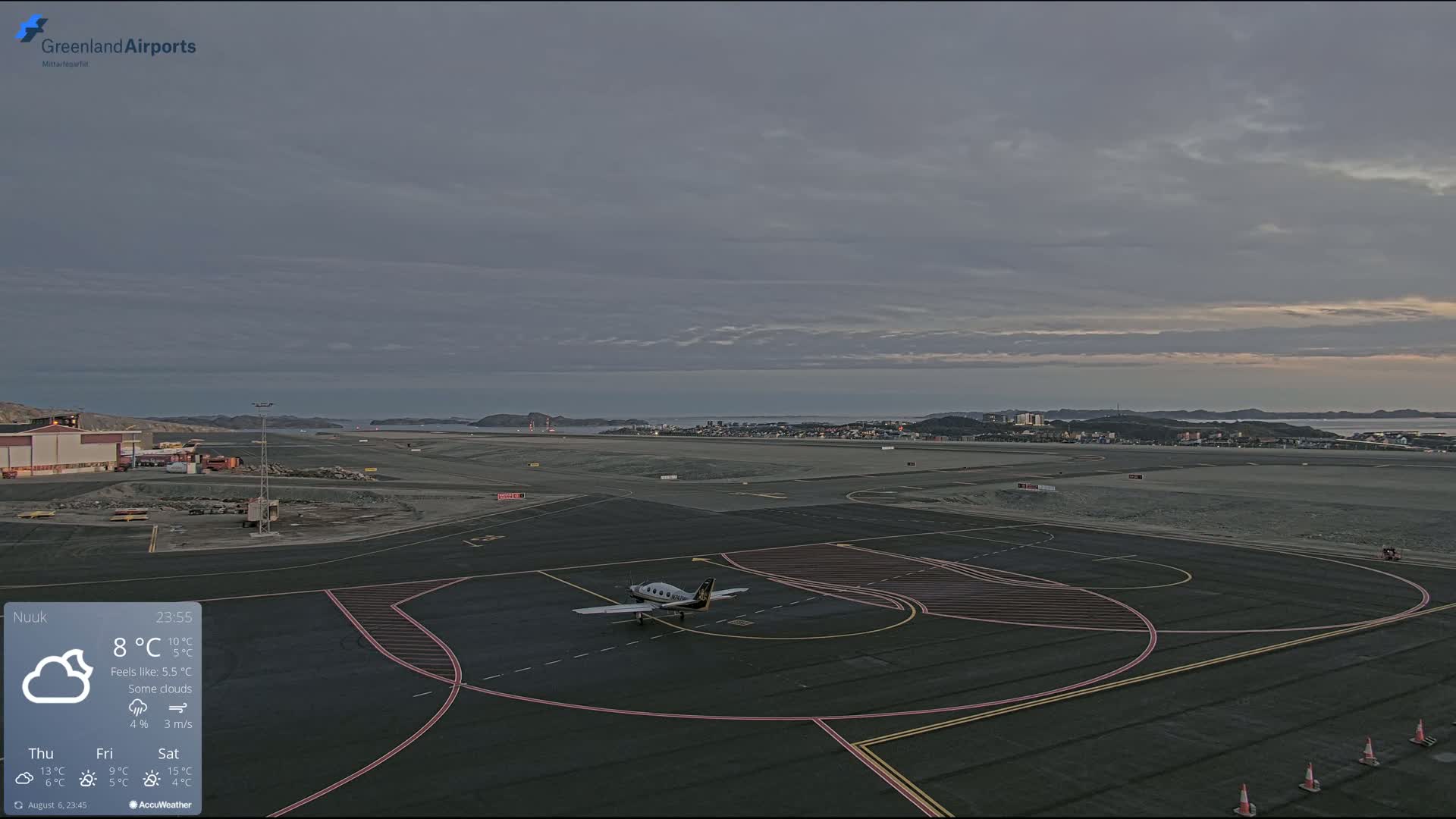 Nuuk City  &  Nuuk Airport South Towards View Live Cam GOH / BGGH - Nuuk, Sermersooq, Greenland, Denmark