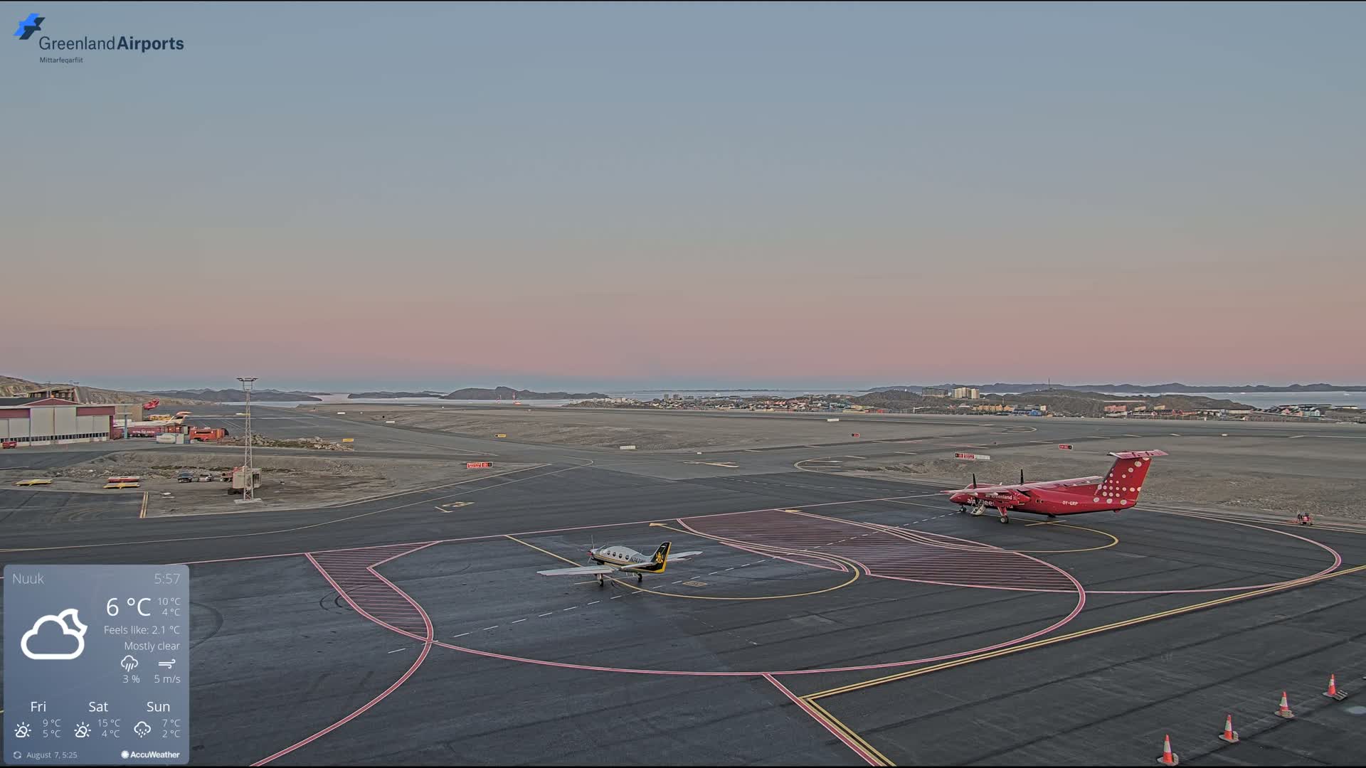 Nuuk City  &  Nuuk Airport South Towards View Live Cam GOH / BGGH - Nuuk, Sermersooq, Greenland, Denmark
