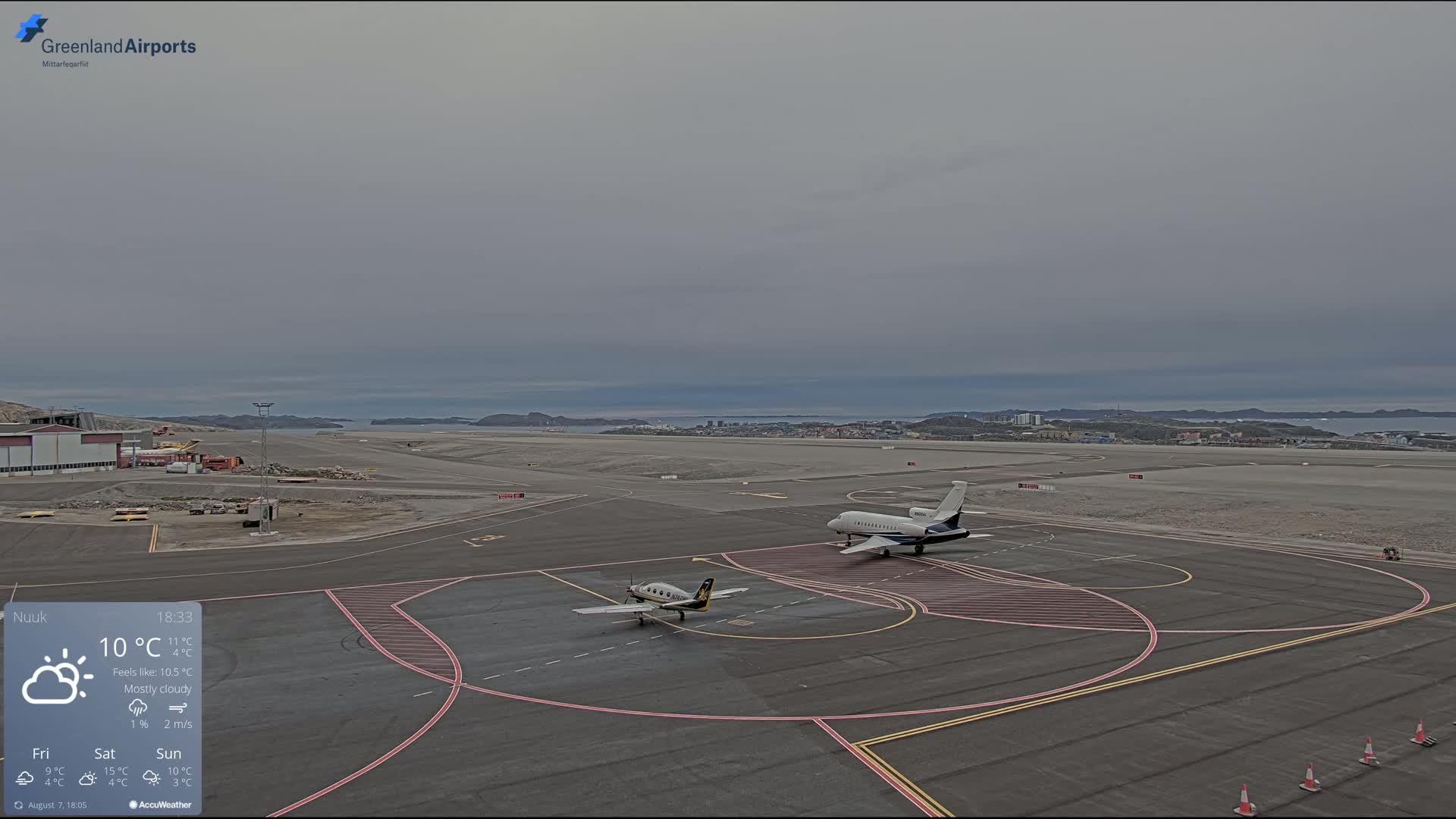 Nuuk City  &  Nuuk Airport South Towards View Live Cam GOH / BGGH - Nuuk, Sermersooq, Greenland, Denmark