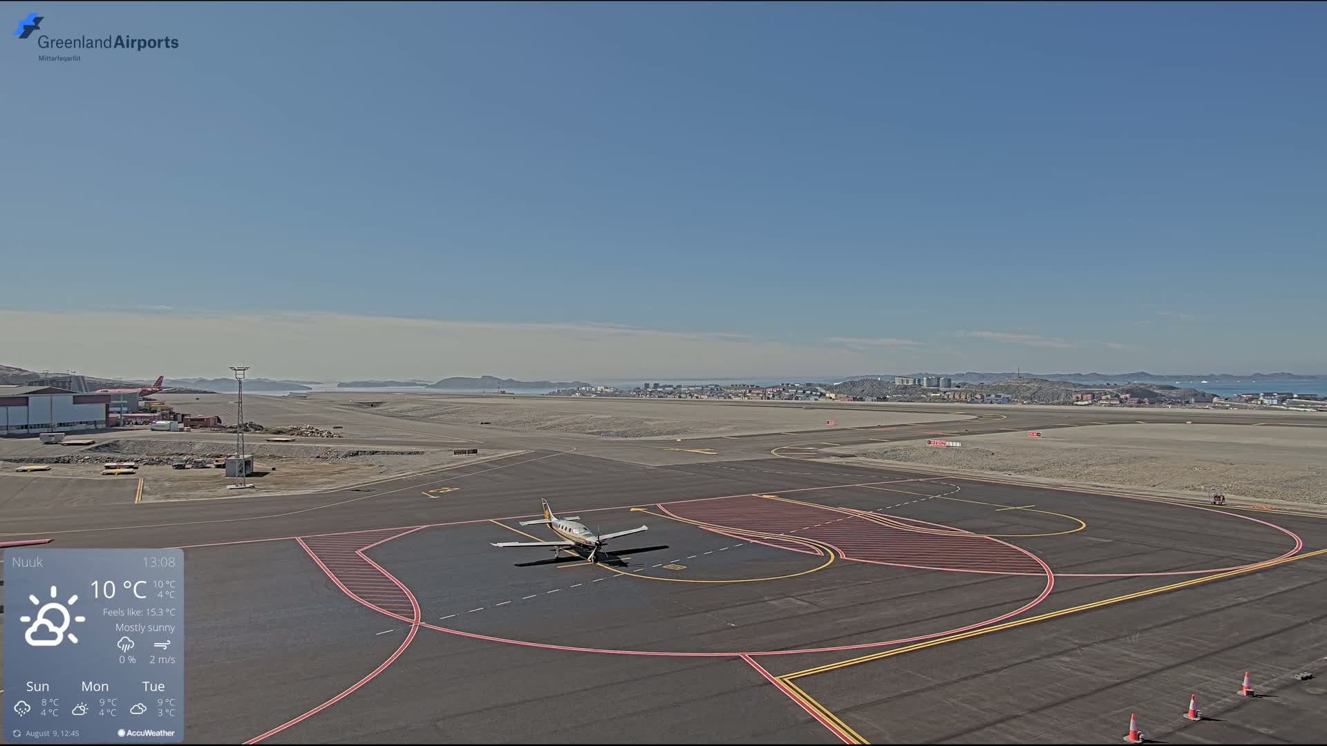 Nuuk City  &  Nuuk Airport South Towards View Live Cam GOH / BGGH - Nuuk, Sermersooq, Greenland, Denmark
