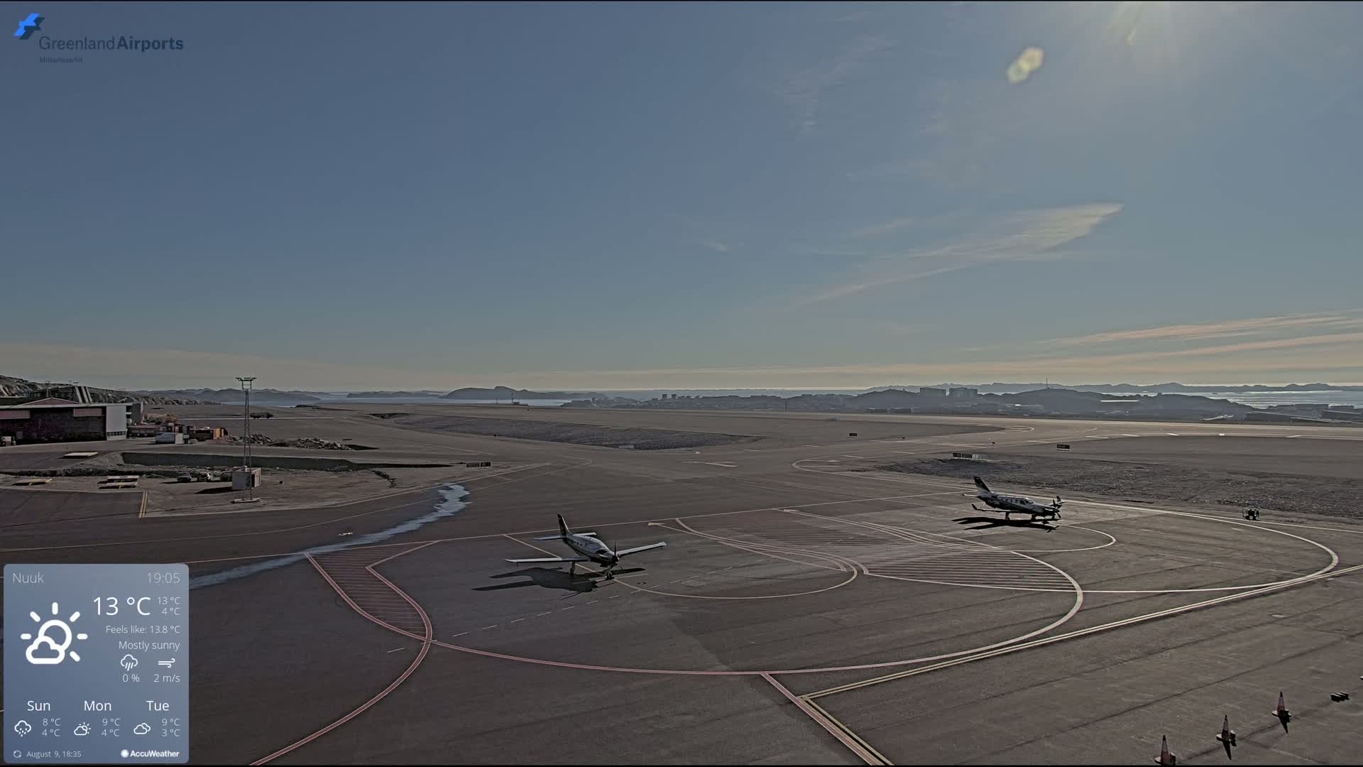 Nuuk City  &  Nuuk Airport South Towards View Live Cam GOH / BGGH - Nuuk, Sermersooq, Greenland, Denmark