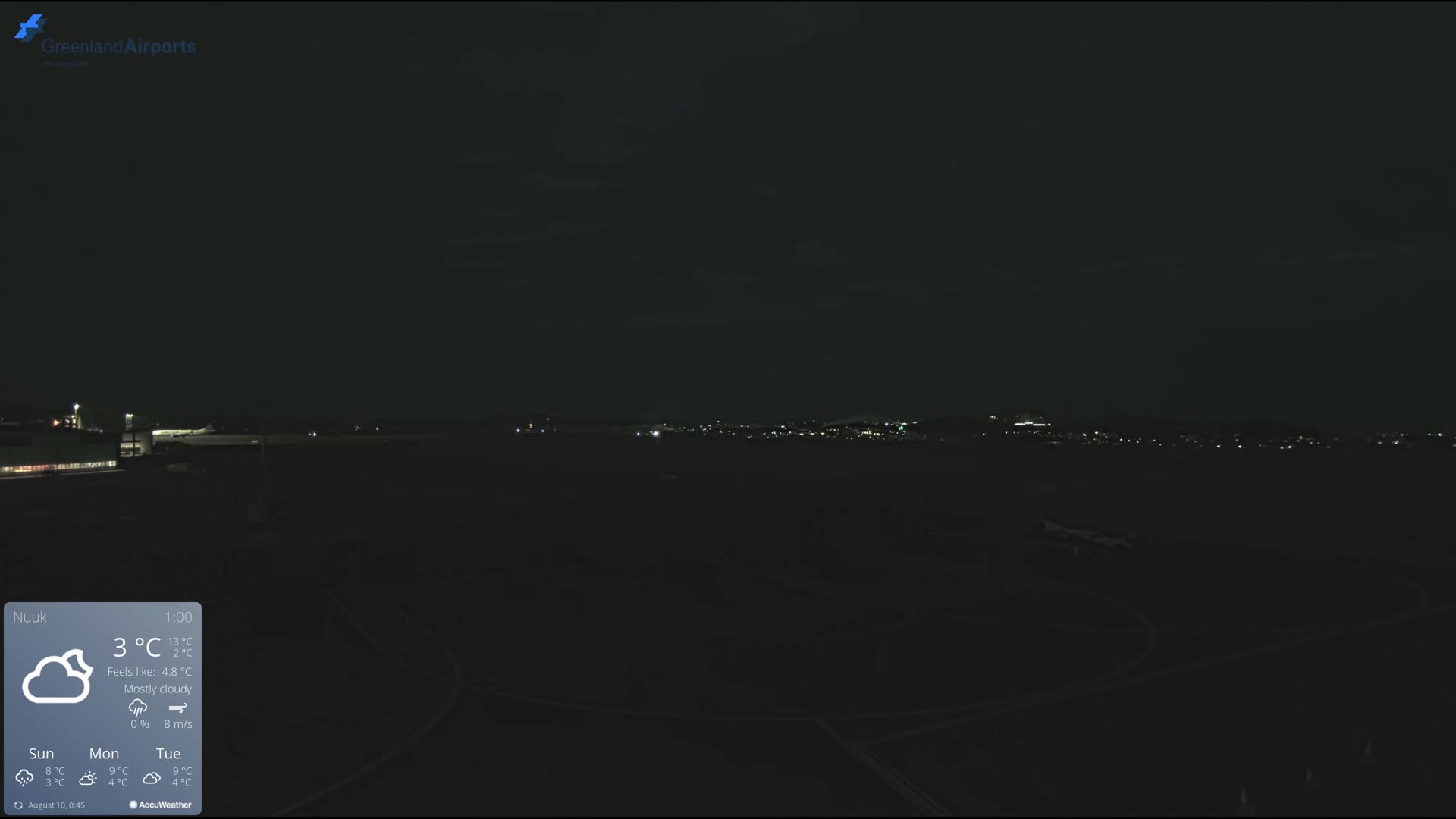 Nuuk City  &  Nuuk Airport South Towards View Live Cam GOH / BGGH - Nuuk, Sermersooq, Greenland, Denmark