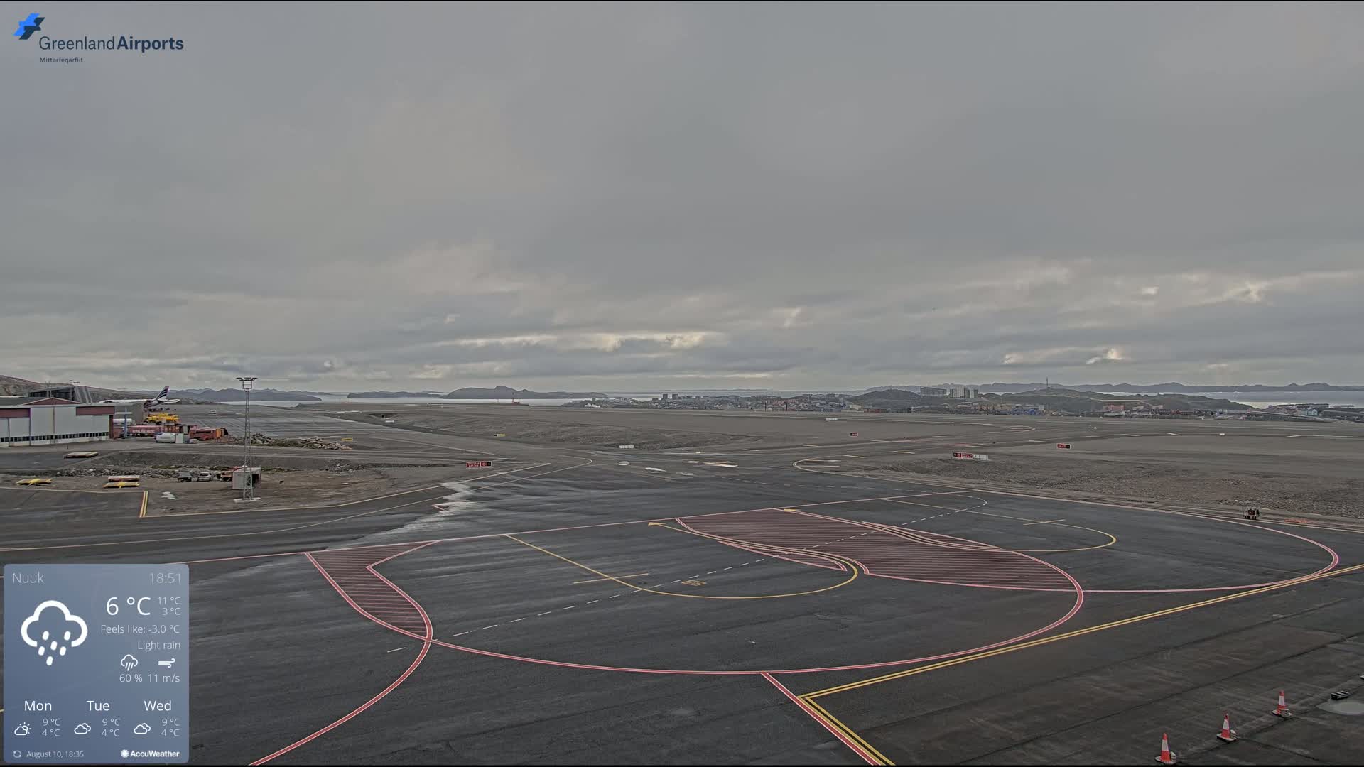 Nuuk City  &  Nuuk Airport South Towards View Live Cam GOH / BGGH - Nuuk, Sermersooq, Greenland, Denmark