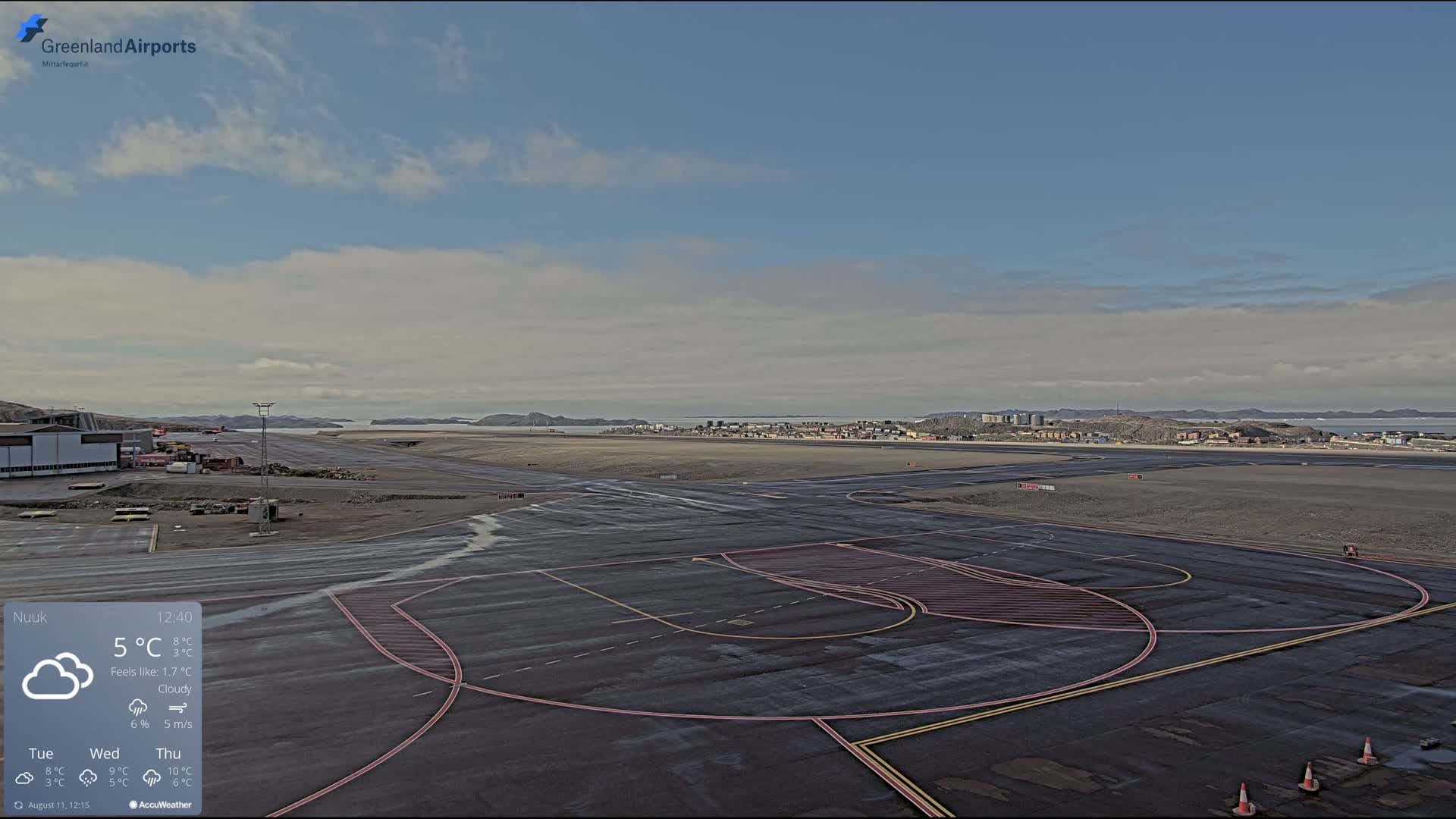 Nuuk City  &  Nuuk Airport South Towards View Live Cam GOH / BGGH - Nuuk, Sermersooq, Greenland, Denmark
