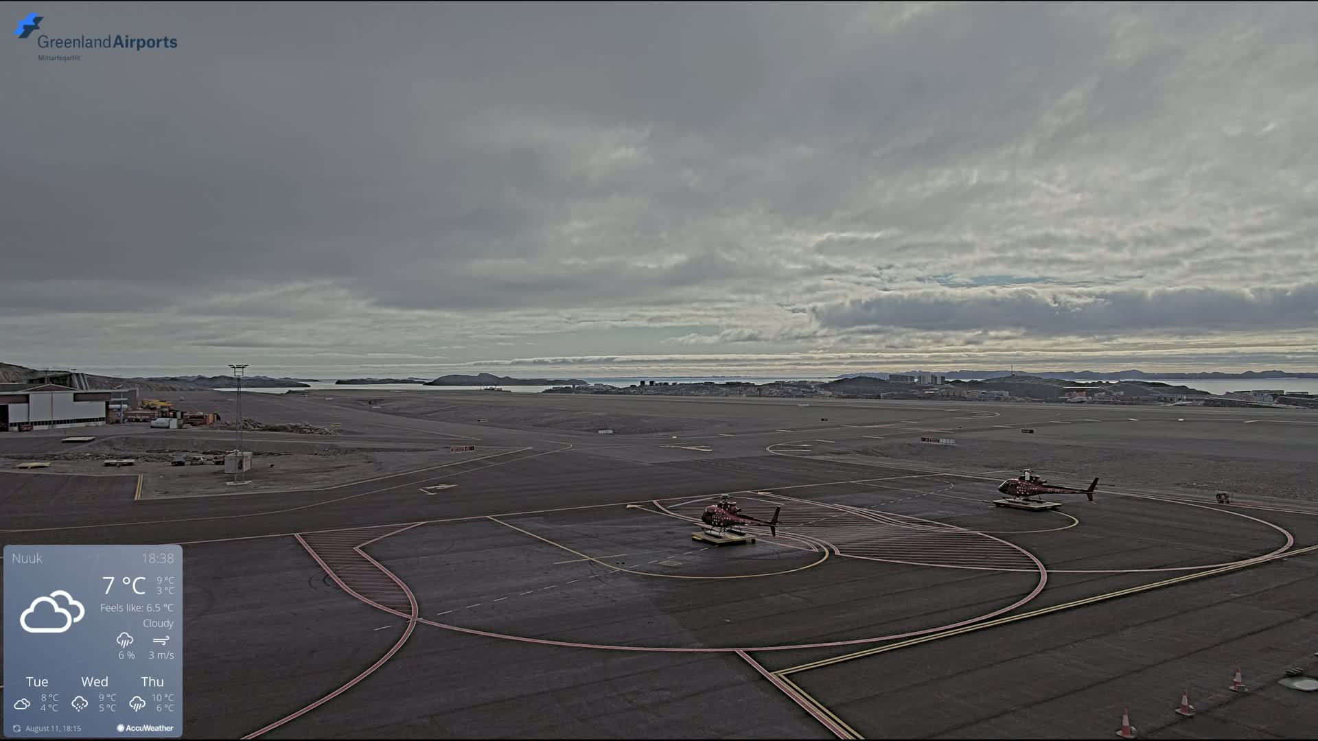 Nuuk City  &  Nuuk Airport South Towards View Live Cam GOH / BGGH - Nuuk, Sermersooq, Greenland, Denmark