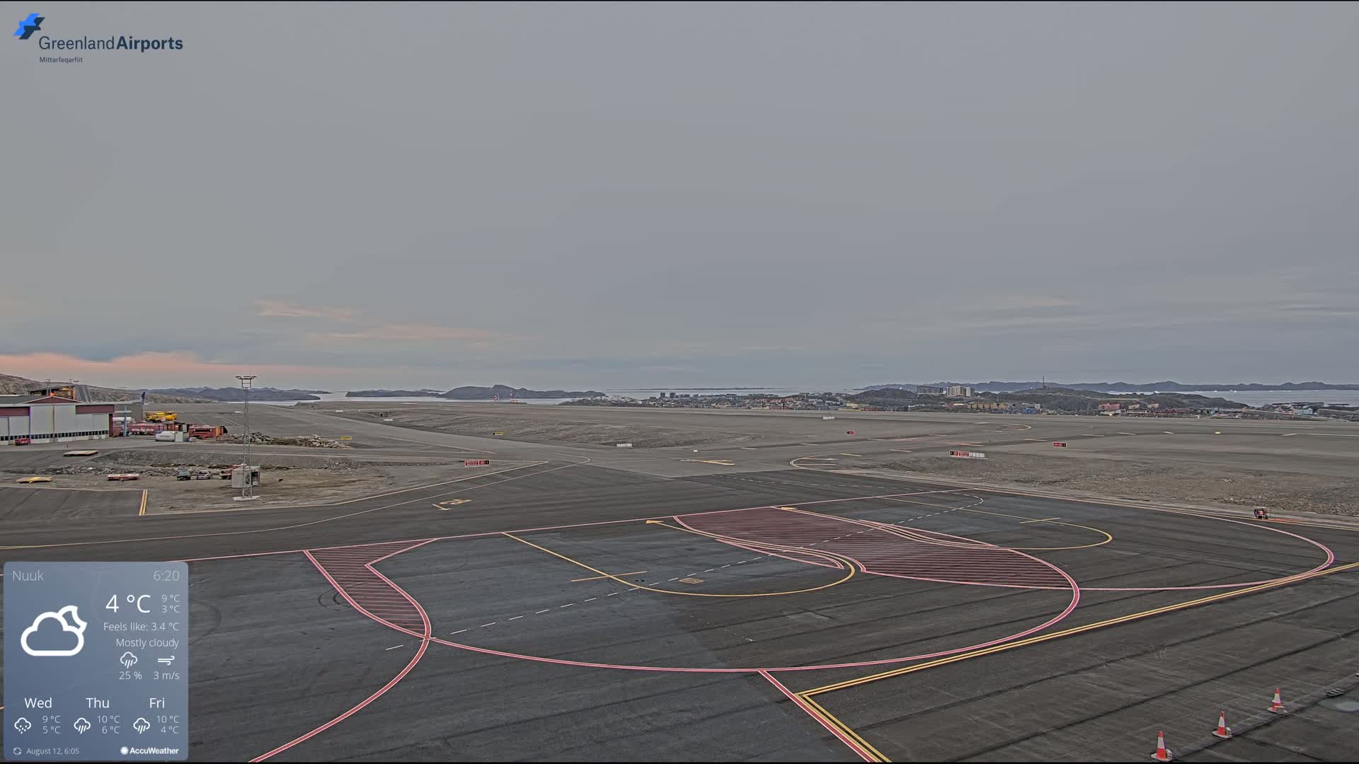 Nuuk City  &  Nuuk Airport South Towards View Live Cam GOH / BGGH - Nuuk, Sermersooq, Greenland, Denmark
