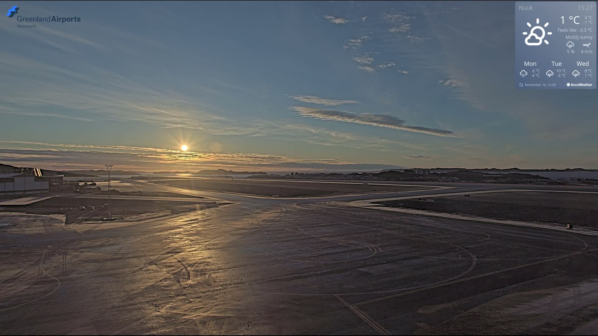 Nuuk City  &  Nuuk Airport South Towards View Live Cam GOH / BGGH - Nuuk, Sermersooq, Greenland, Denmark