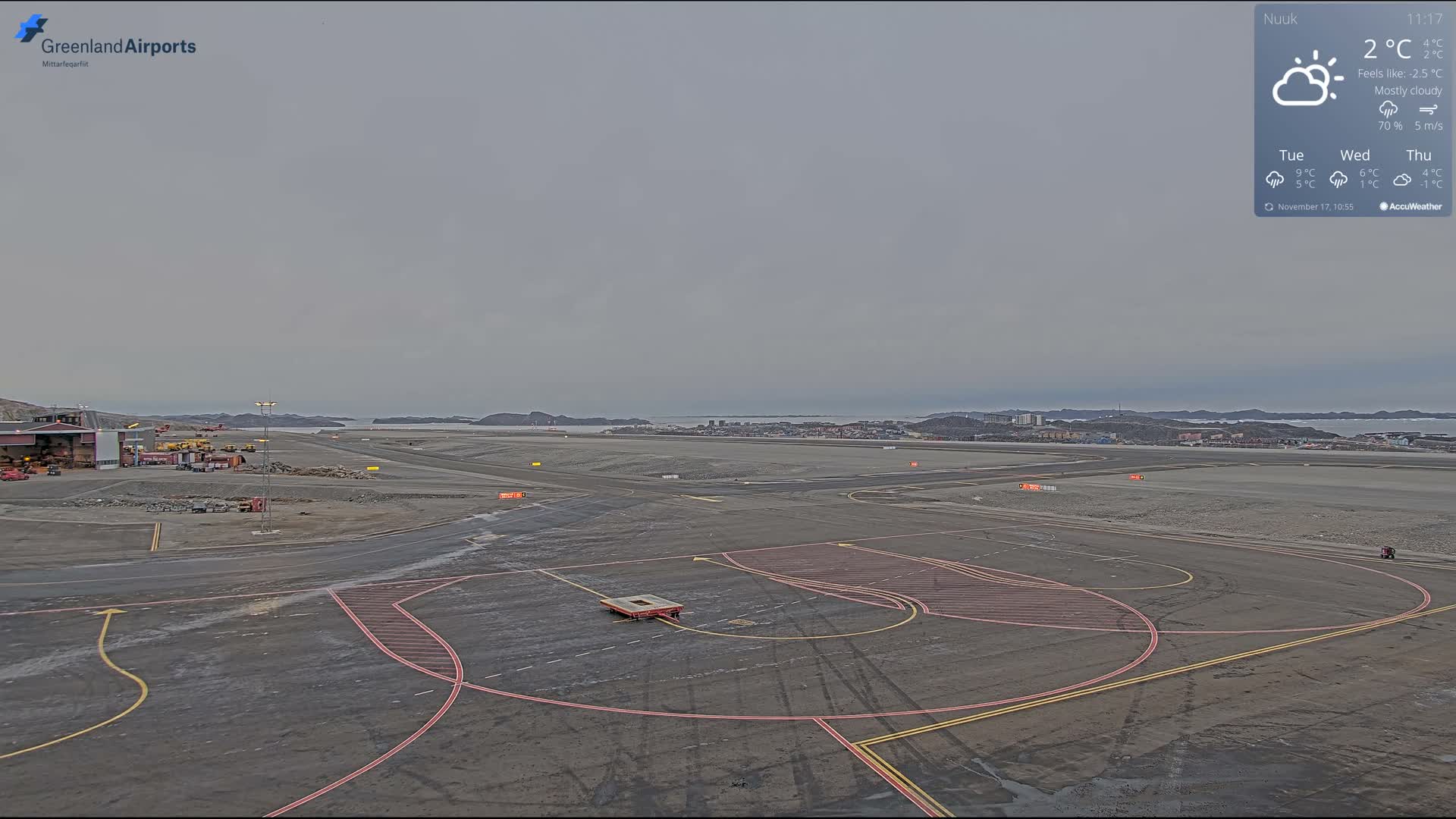Nuuk City  &  Nuuk Airport South Towards View Live Cam GOH / BGGH - Nuuk, Sermersooq, Greenland, Denmark