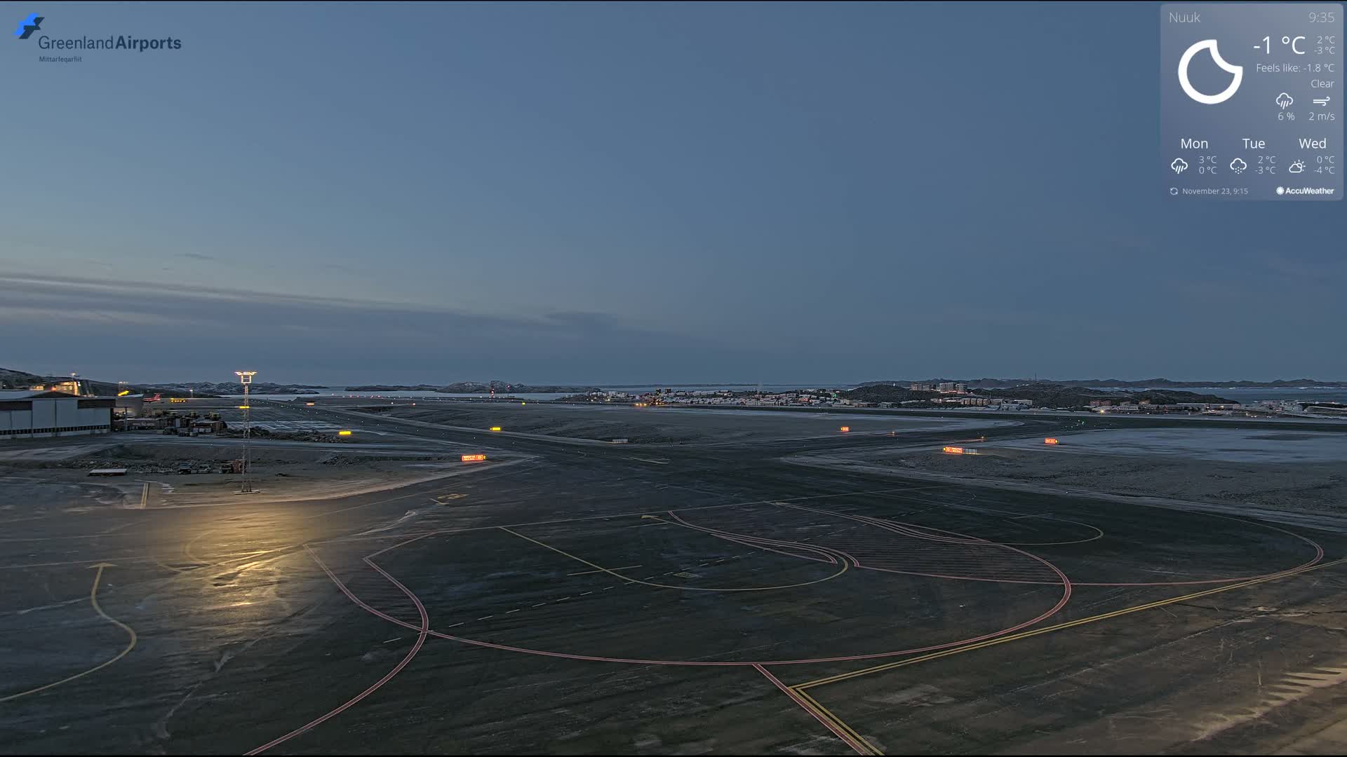 Nuuk City  &  Nuuk Airport South Towards View Live Cam GOH / BGGH - Nuuk, Sermersooq, Greenland, Denmark