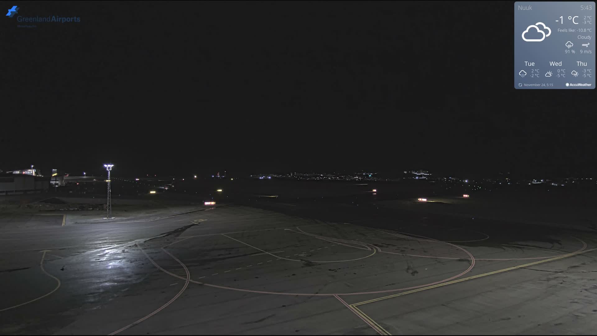 Nuuk City  &  Nuuk Airport South Towards View Live Cam GOH / BGGH - Nuuk, Sermersooq, Greenland, Denmark