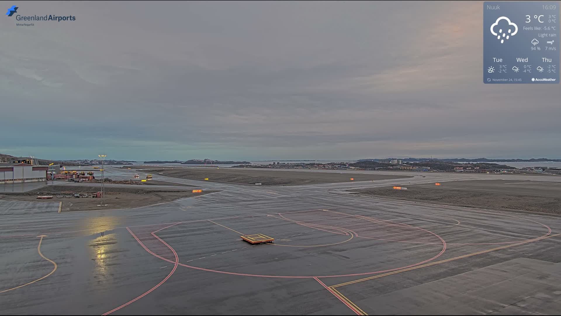 Nuuk City  &  Nuuk Airport South Towards View Live Cam GOH / BGGH - Nuuk, Sermersooq, Greenland, Denmark