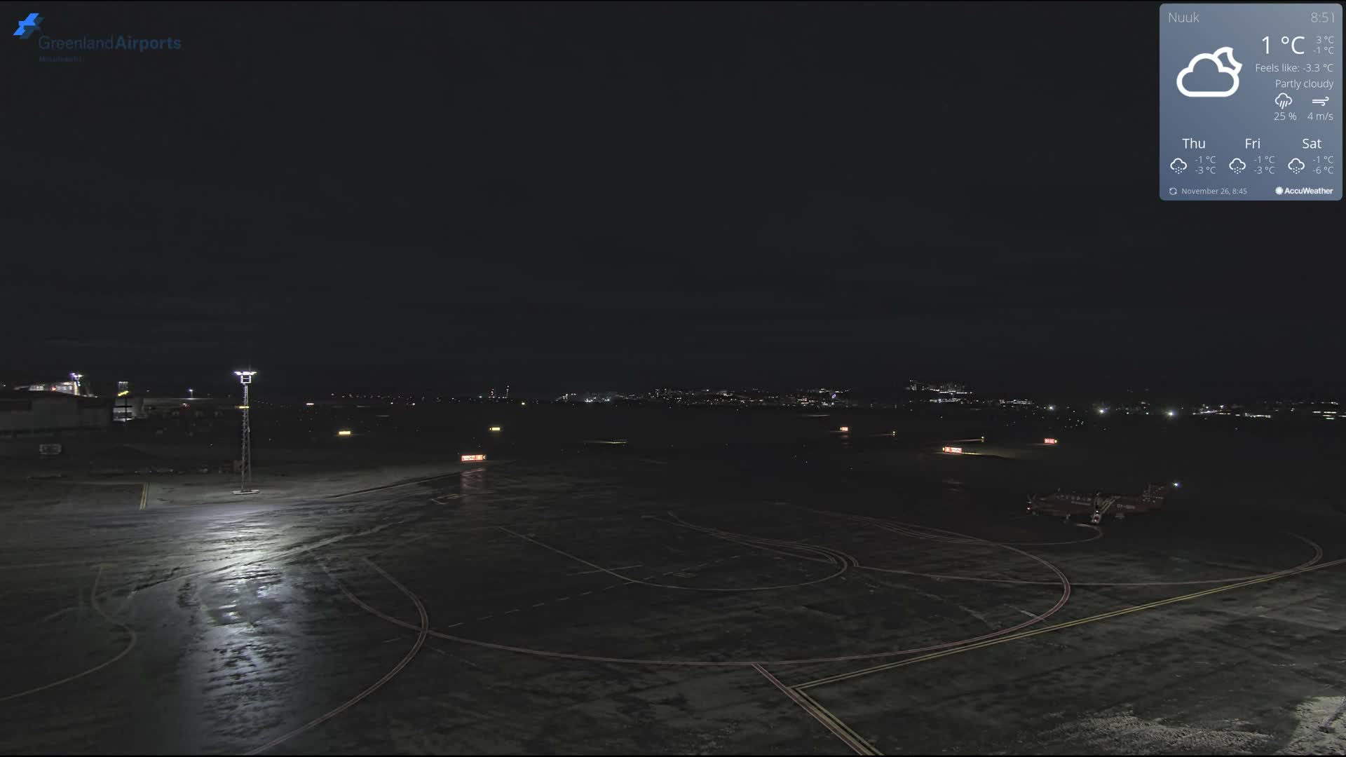 Nuuk City  &  Nuuk Airport South Towards View Live Cam GOH / BGGH - Nuuk, Sermersooq, Greenland, Denmark