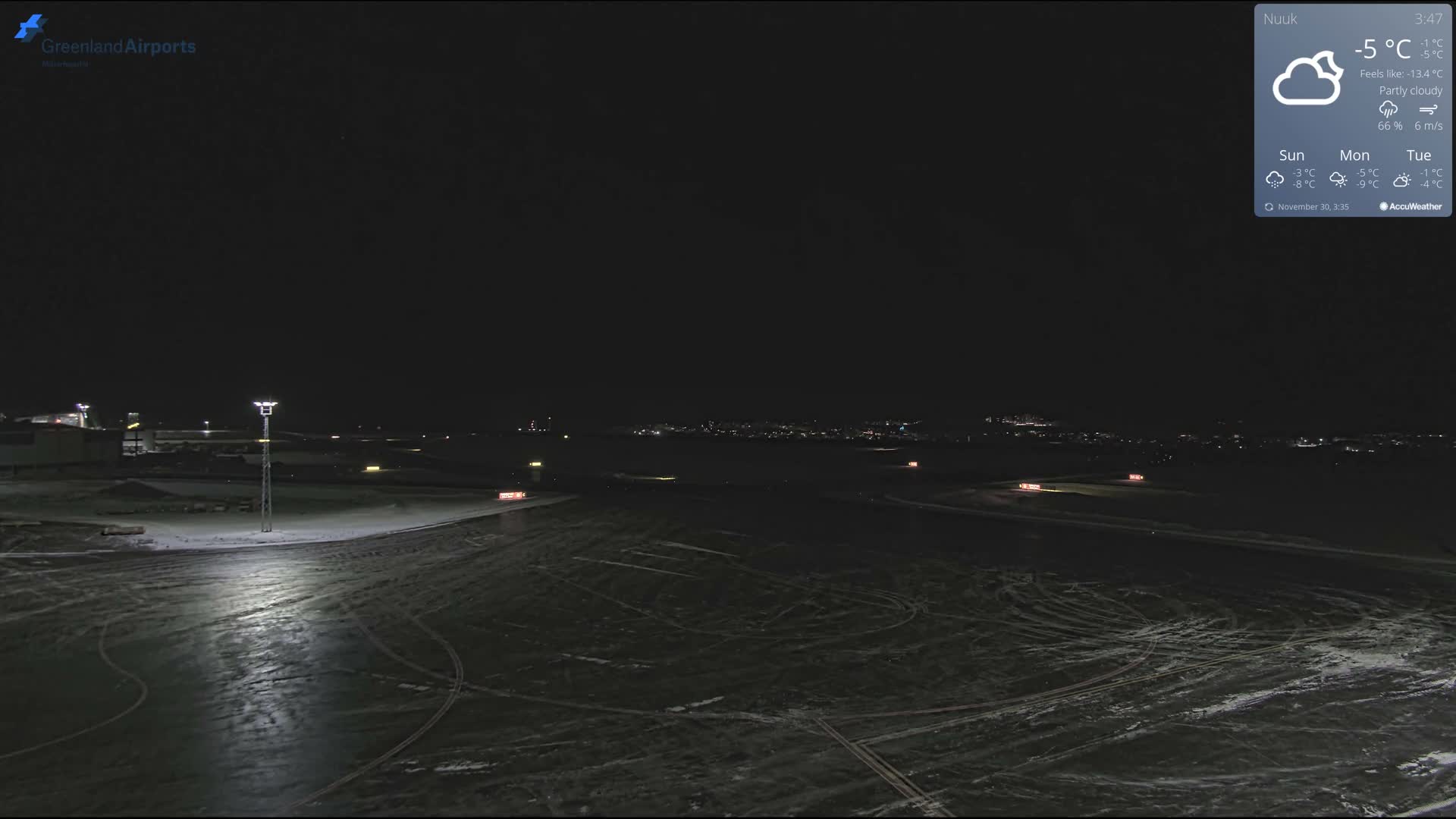 Nuuk City  &  Nuuk Airport South Towards View Live Cam GOH / BGGH - Nuuk, Sermersooq, Greenland, Denmark