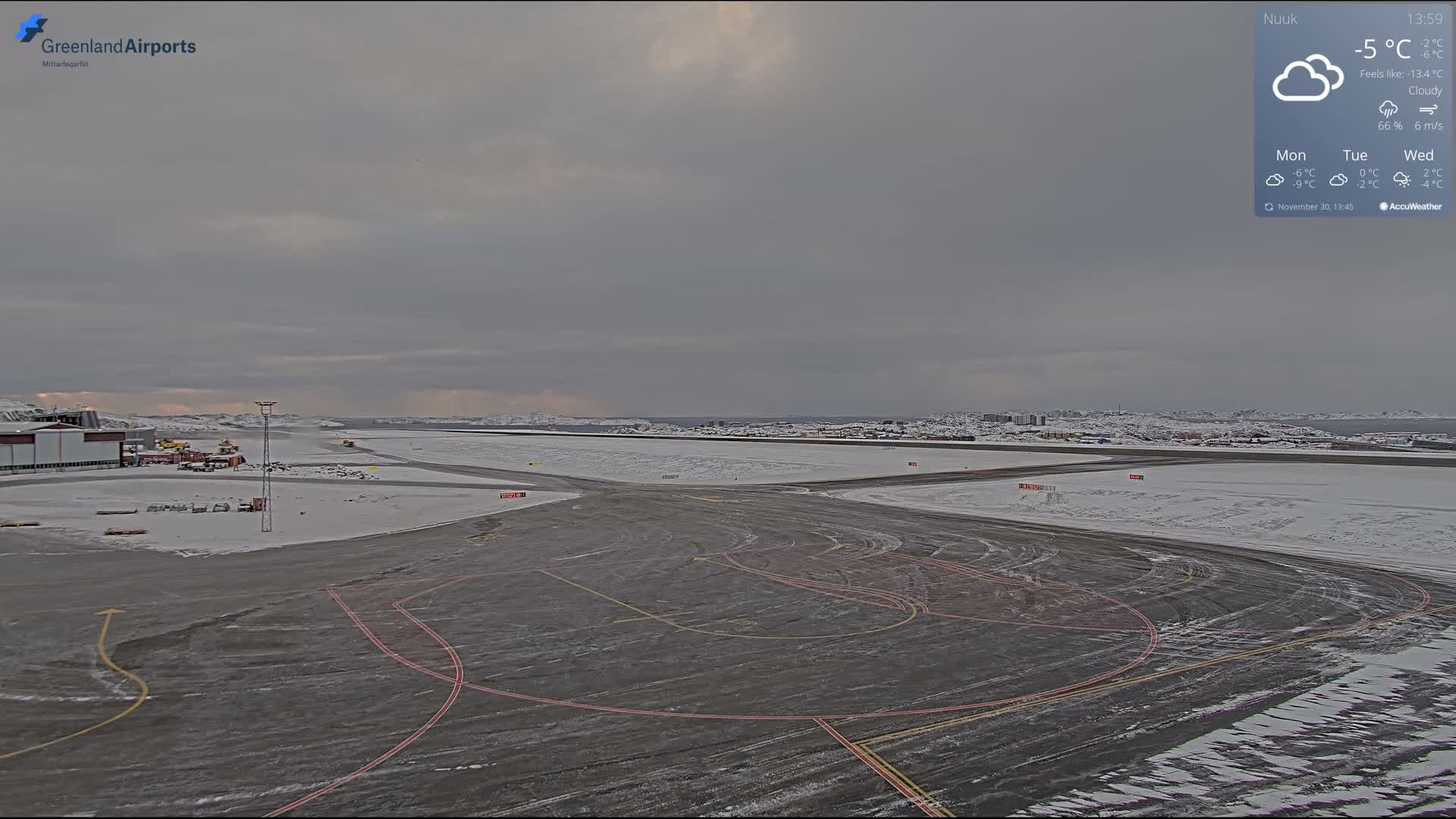 Nuuk City  &  Nuuk Airport South Towards View Live Cam GOH / BGGH - Nuuk, Sermersooq, Greenland, Denmark