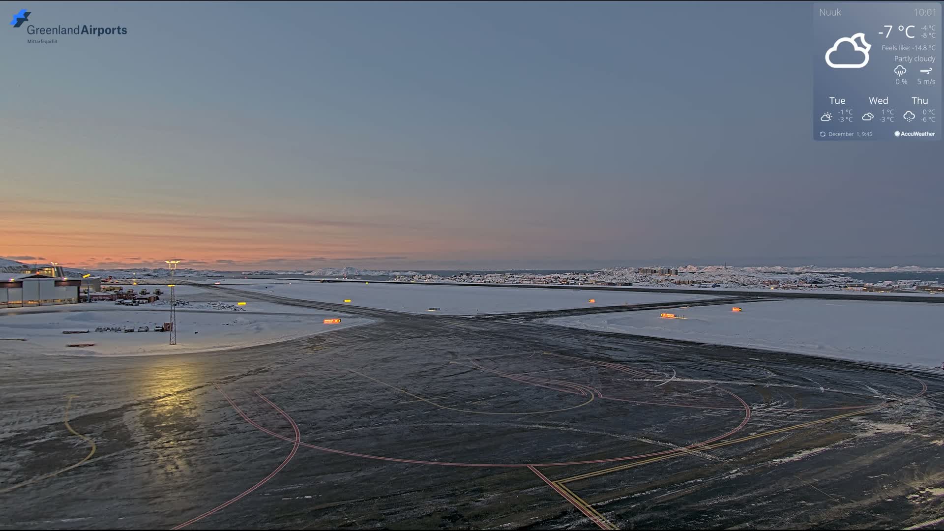 Nuuk City  &  Nuuk Airport South Towards View Live Cam GOH / BGGH - Nuuk, Sermersooq, Greenland, Denmark
