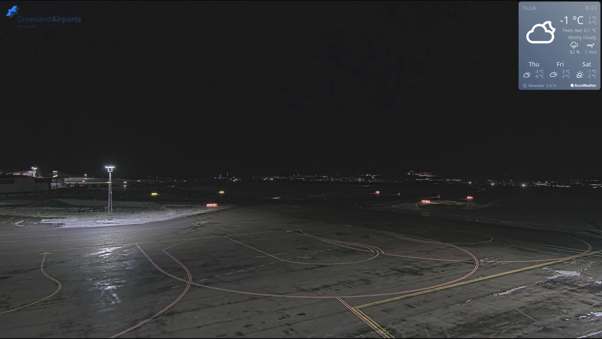 Nuuk City  &  Nuuk Airport South Towards View Live Cam GOH / BGGH - Nuuk, Sermersooq, Greenland, Denmark