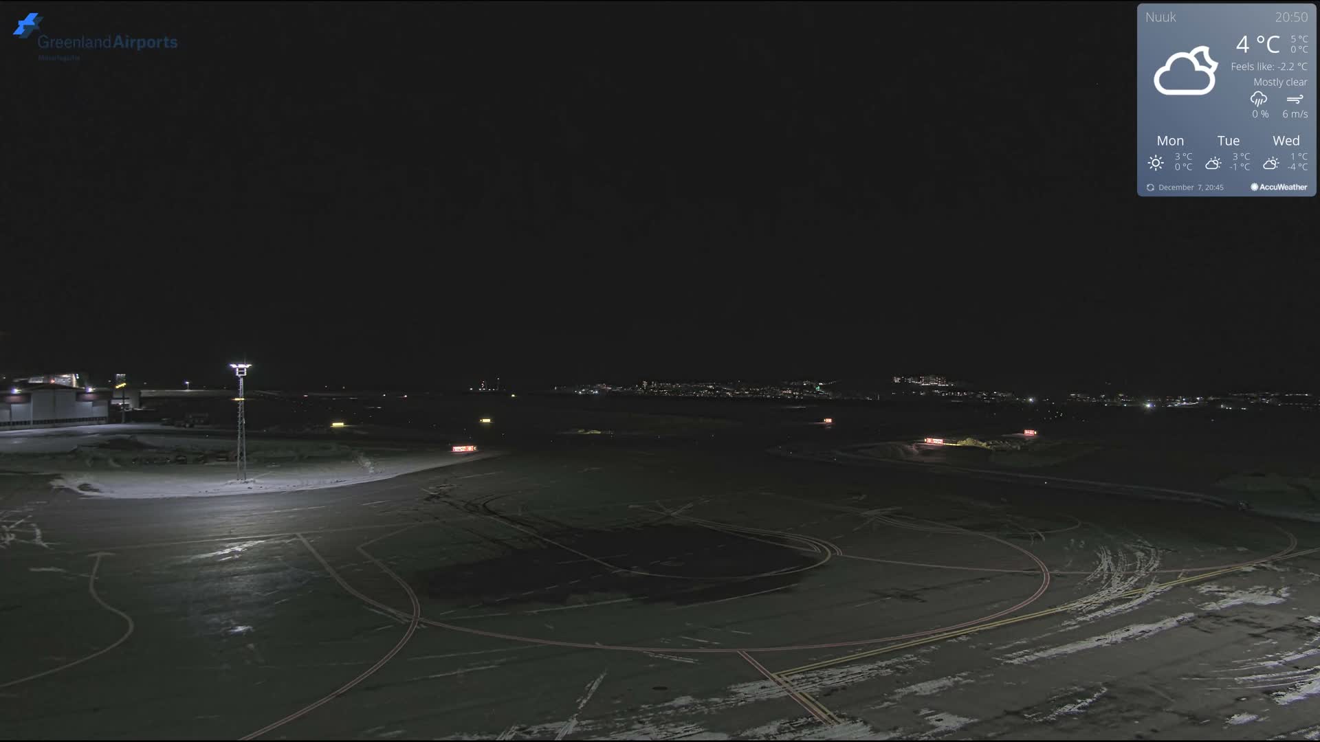 Nuuk City  &  Nuuk Airport South Towards View Live Cam GOH / BGGH - Nuuk, Sermersooq, Greenland, Denmark