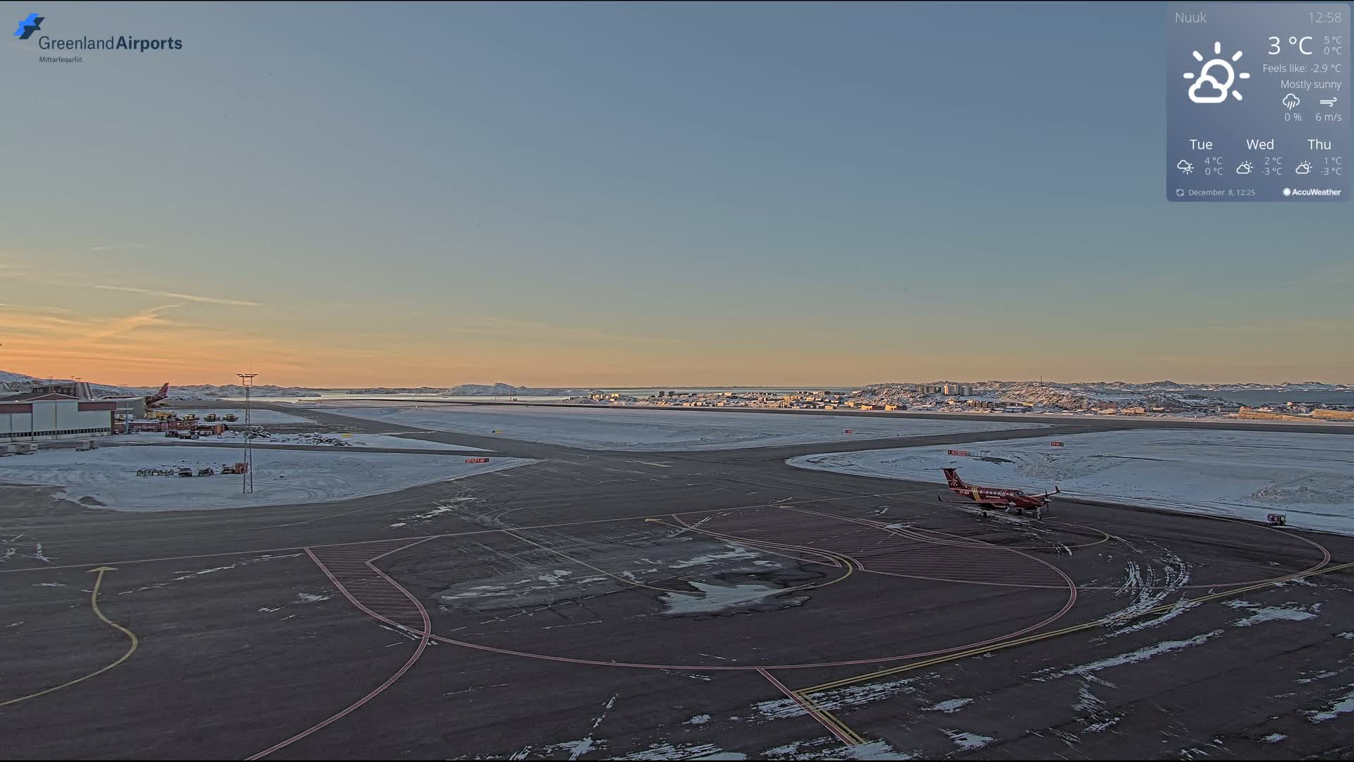 Nuuk City  &  Nuuk Airport South Towards View Live Cam GOH / BGGH - Nuuk, Sermersooq, Greenland, Denmark