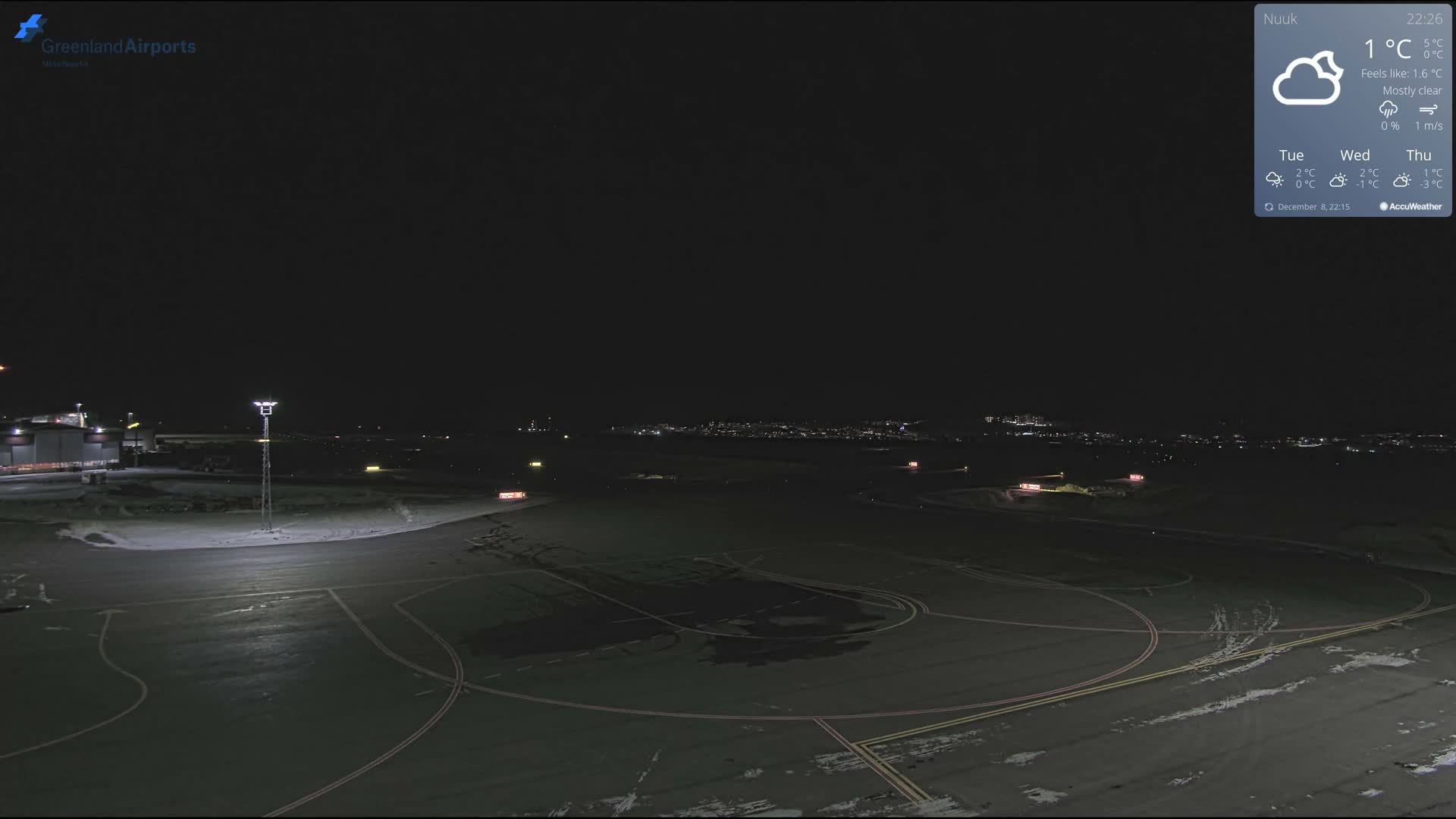 Nuuk City  &  Nuuk Airport South Towards View Live Cam GOH / BGGH - Nuuk, Sermersooq, Greenland, Denmark