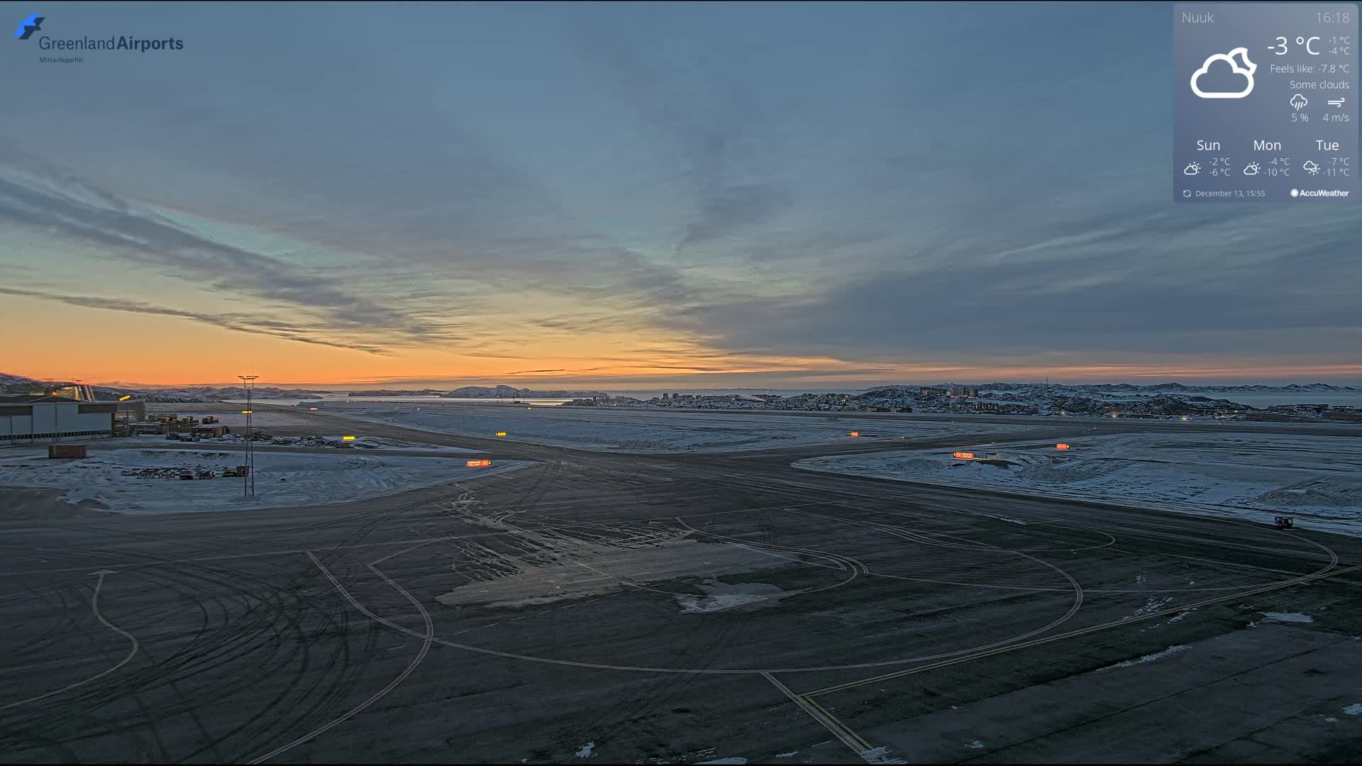 Nuuk City  &  Nuuk Airport South Towards View Live Cam GOH / BGGH - Nuuk, Sermersooq, Greenland, Denmark