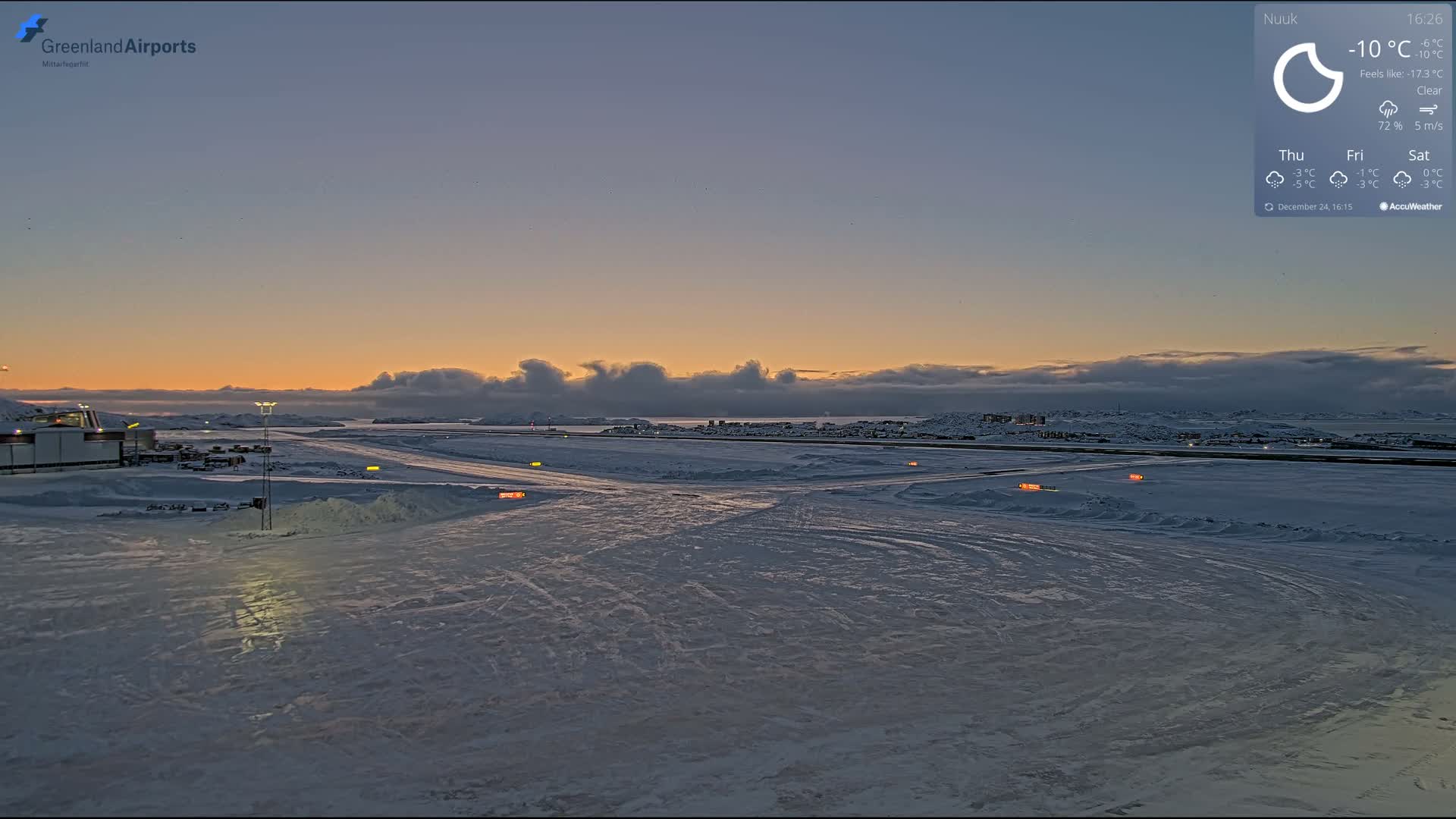 Nuuk City  &  Nuuk Airport South Towards View Live Cam GOH / BGGH - Nuuk, Sermersooq, Greenland, Denmark