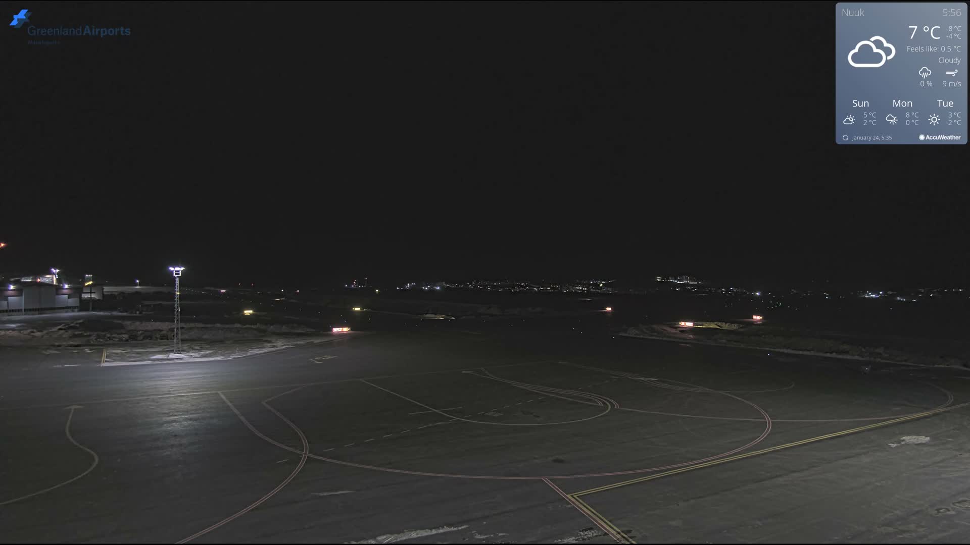 Nuuk City  &  Nuuk Airport South Towards View Live Cam GOH / BGGH - Nuuk, Sermersooq, Greenland, Denmark